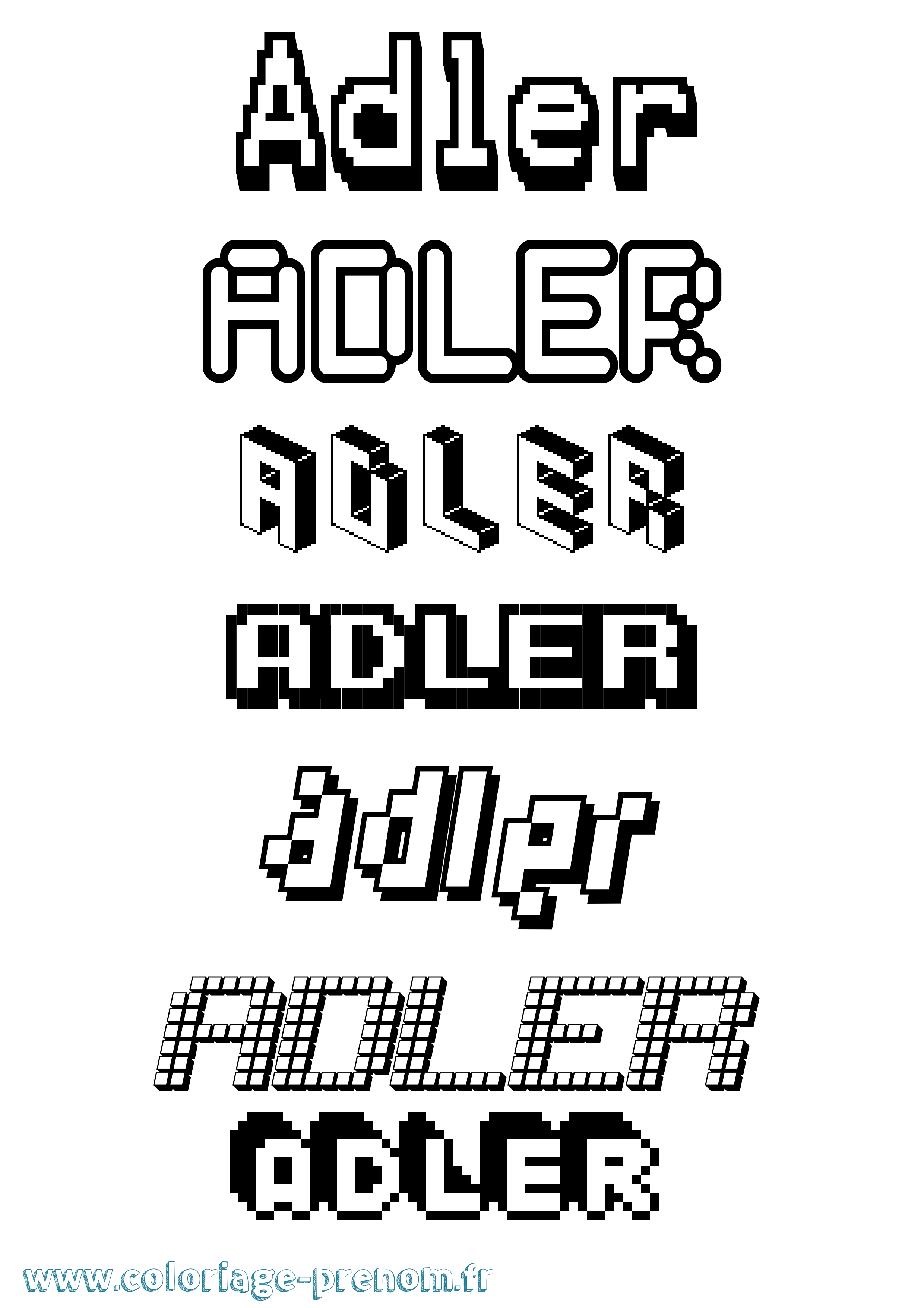 Coloriage prénom Adler Pixel