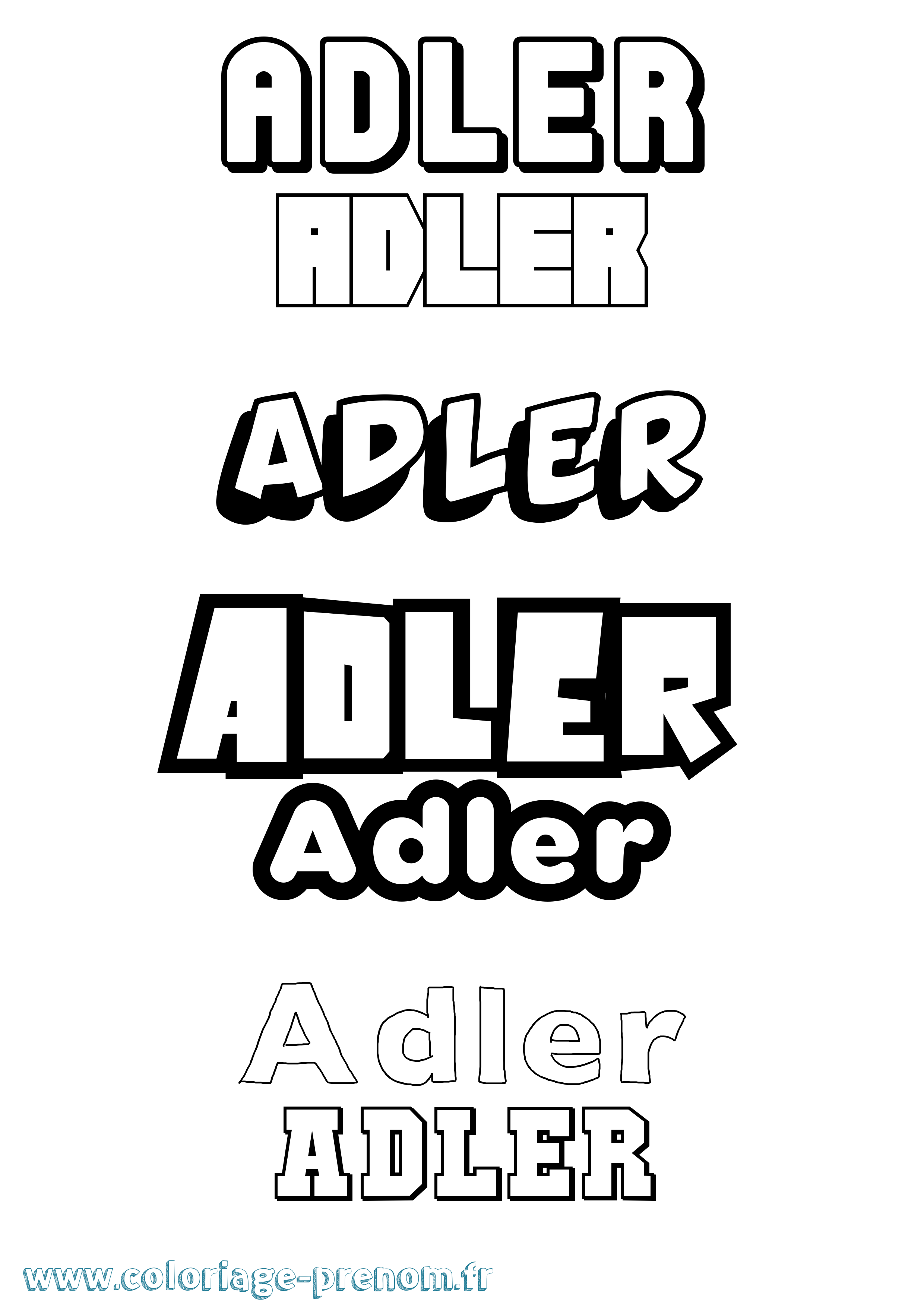 Coloriage prénom Adler Simple