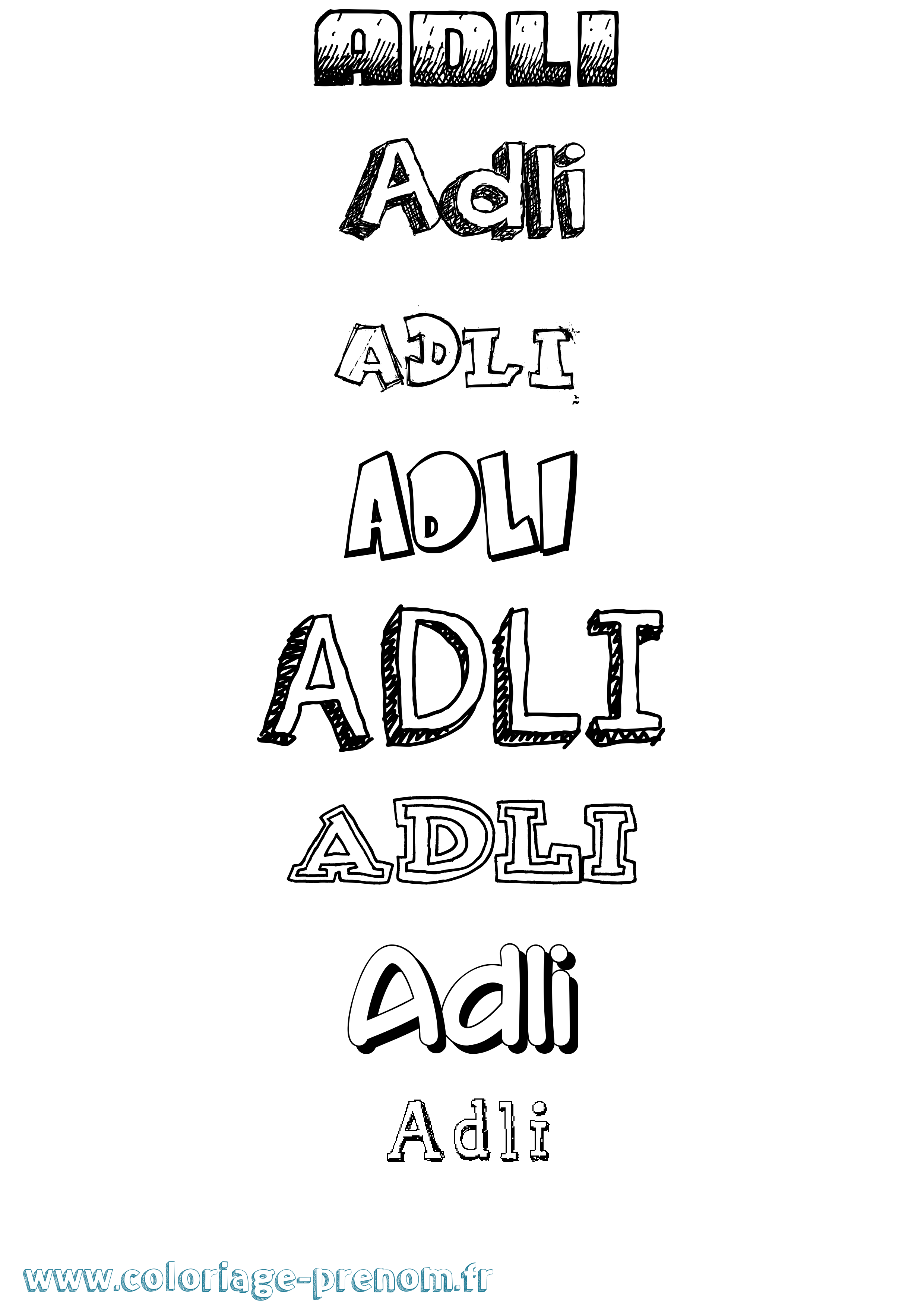 Coloriage prénom Adli Dessiné