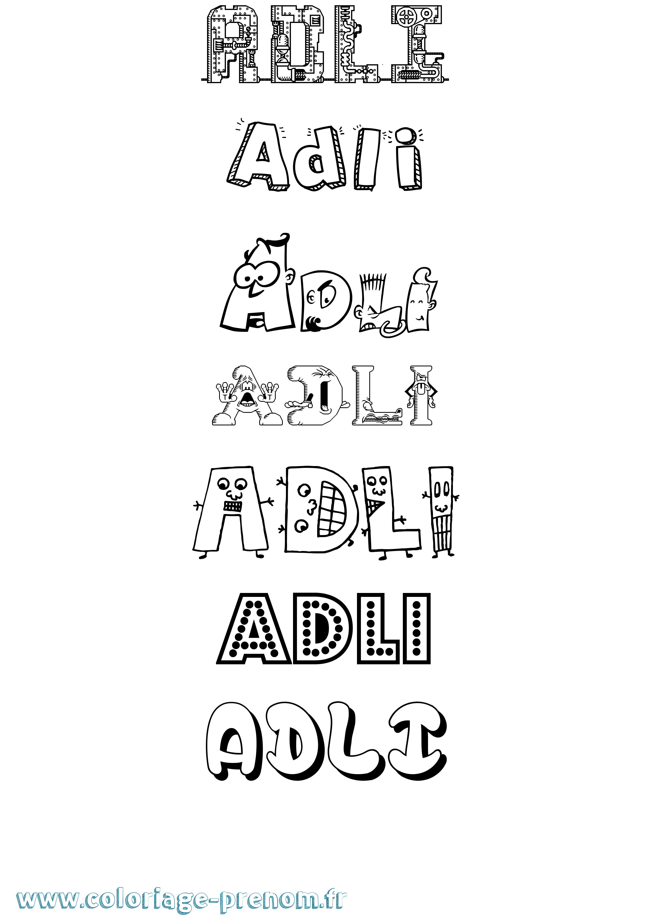 Coloriage prénom Adli Fun
