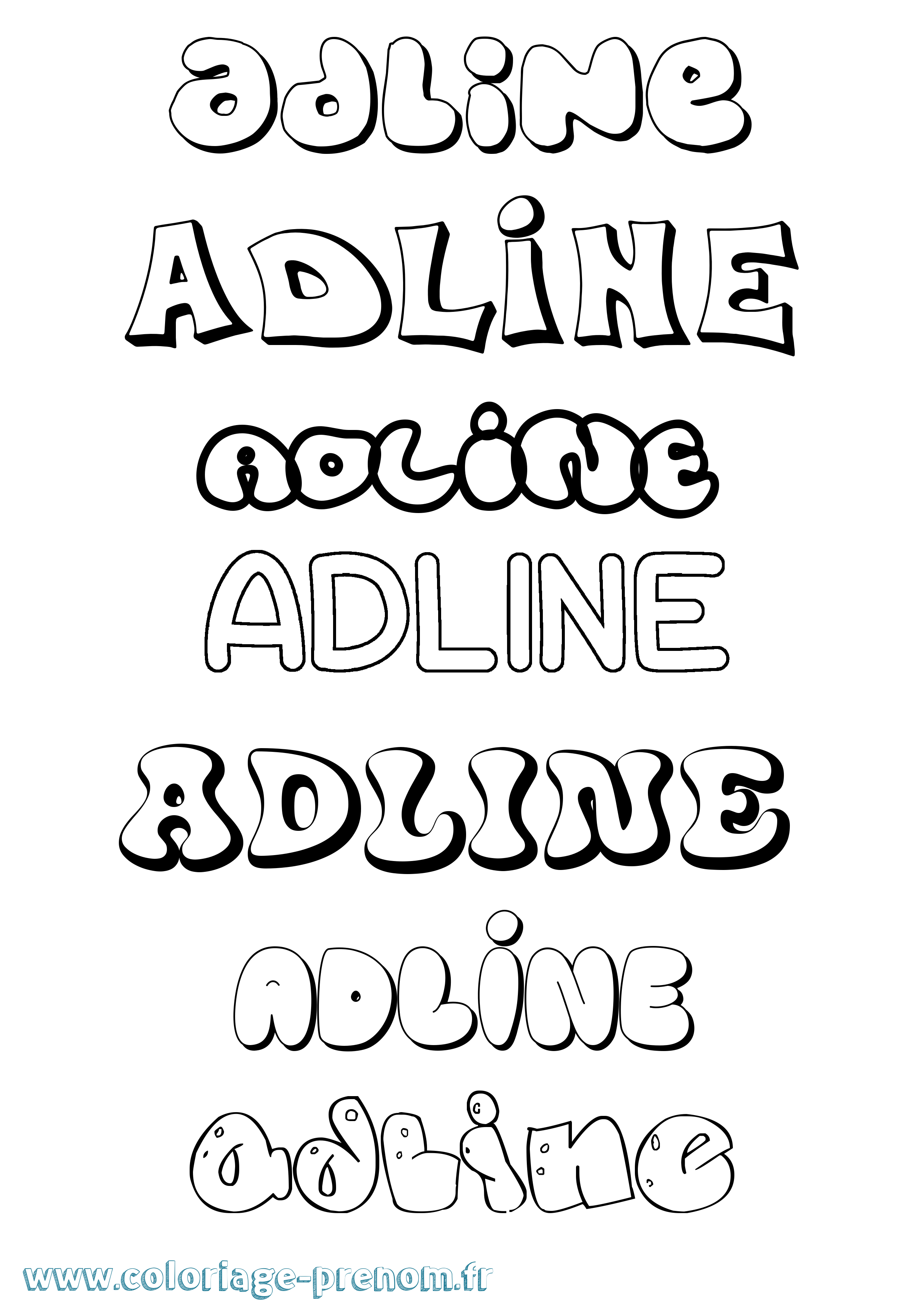 Coloriage prénom Adline Bubble