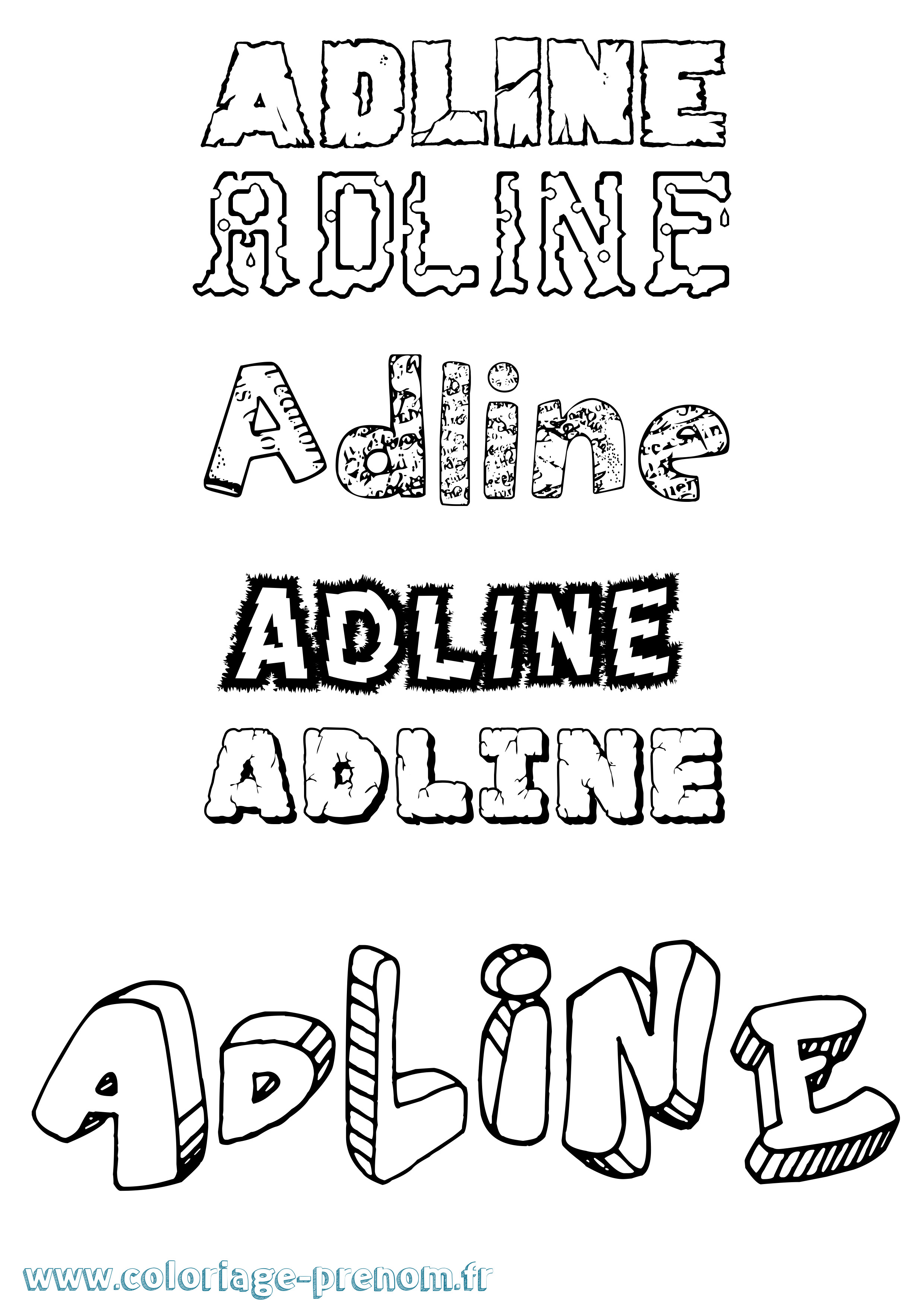 Coloriage Adline Destructuré Coloriage prénom Adline Destructuré