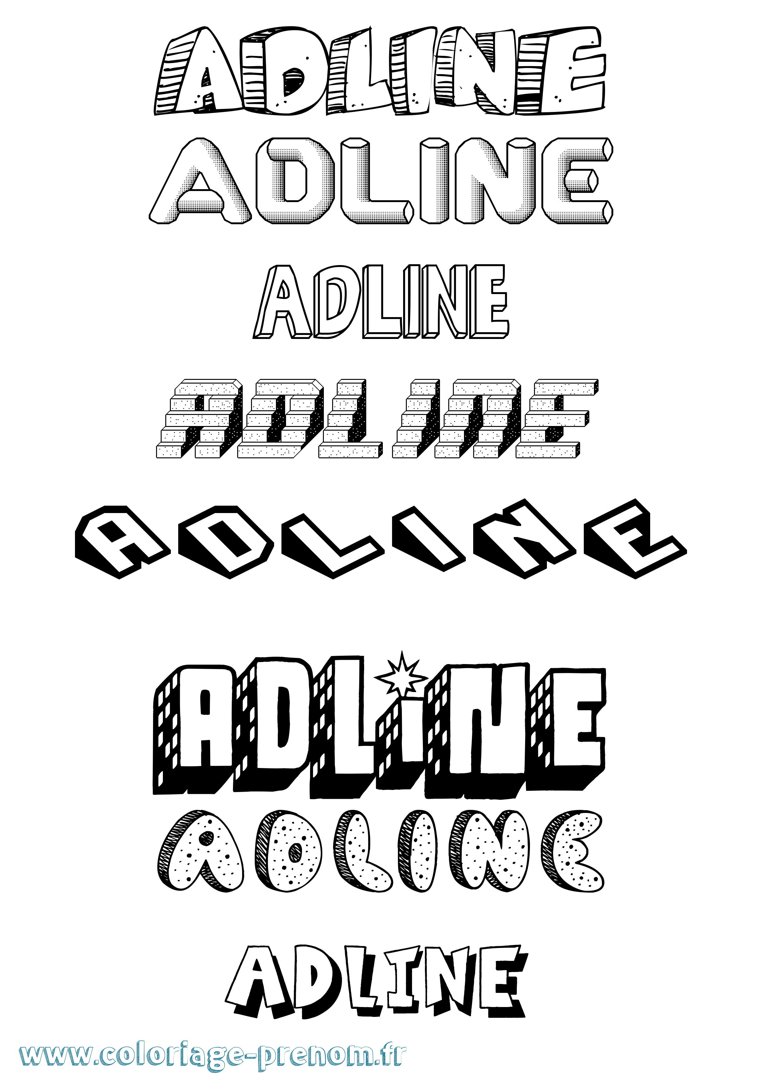 Coloriage prénom Adline Effet 3D