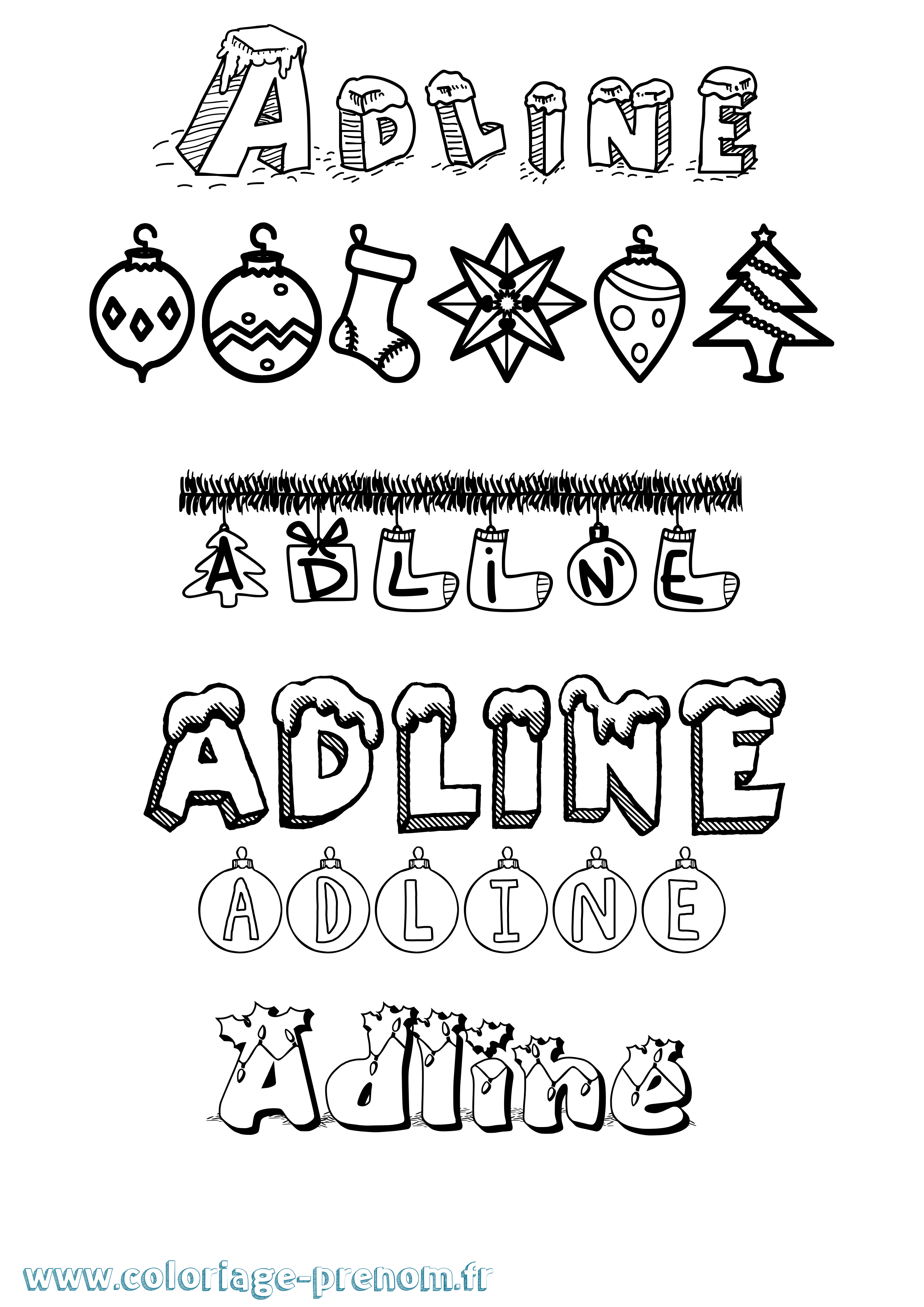 Coloriage Adline Noël Coloriage prénom Adline Noël