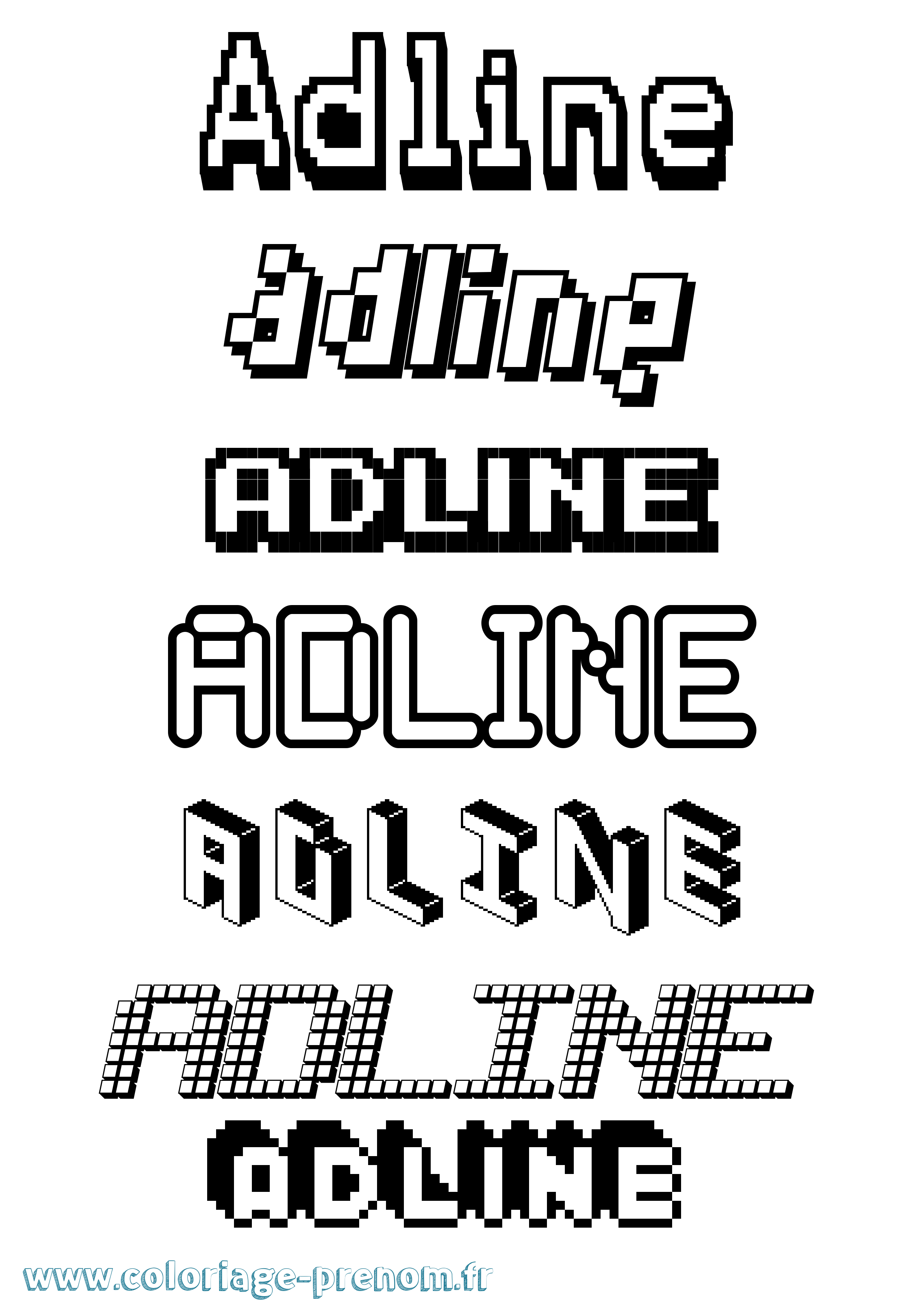 Coloriage prénom Adline Pixel