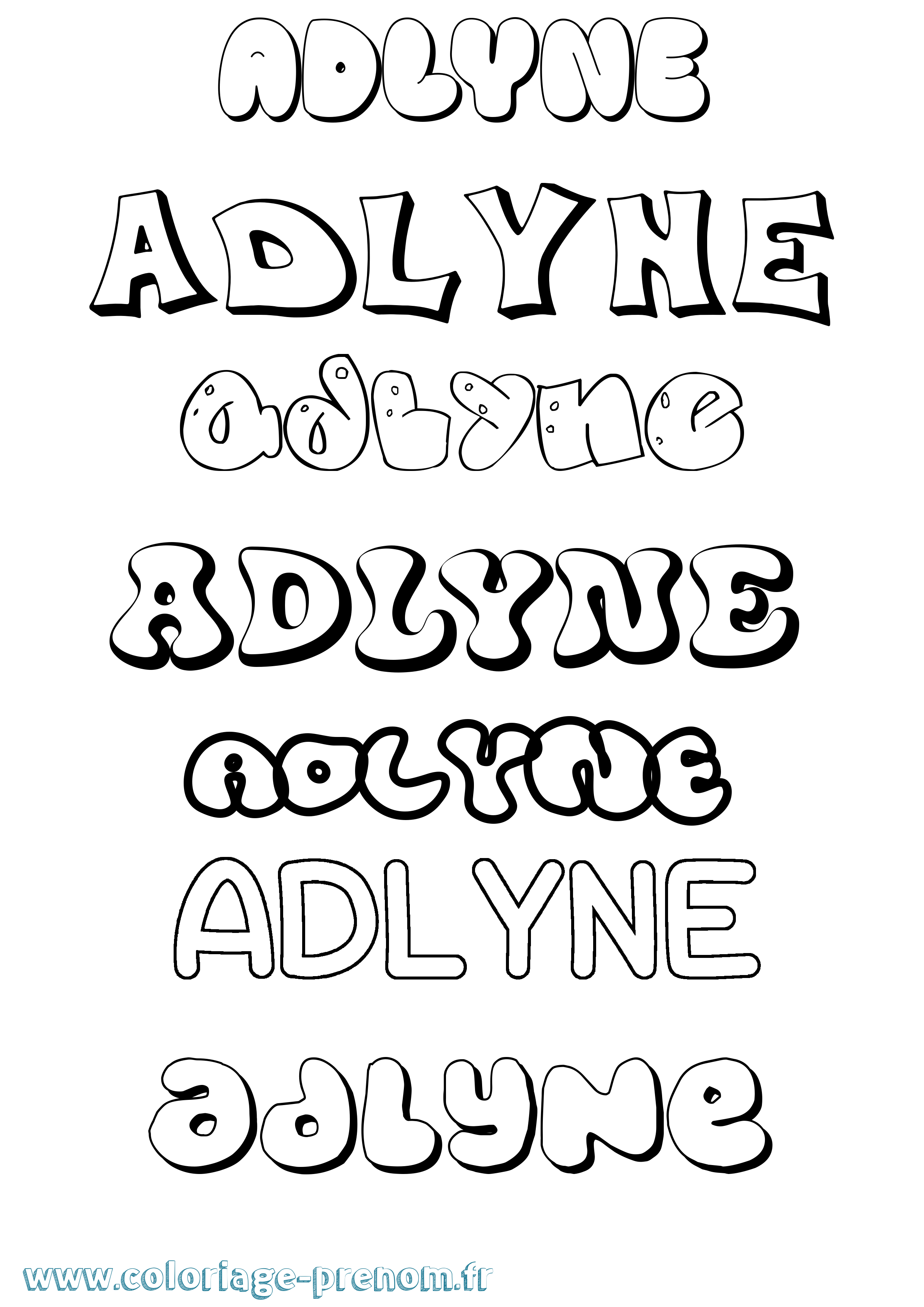 Coloriage prénom Adlyne Bubble