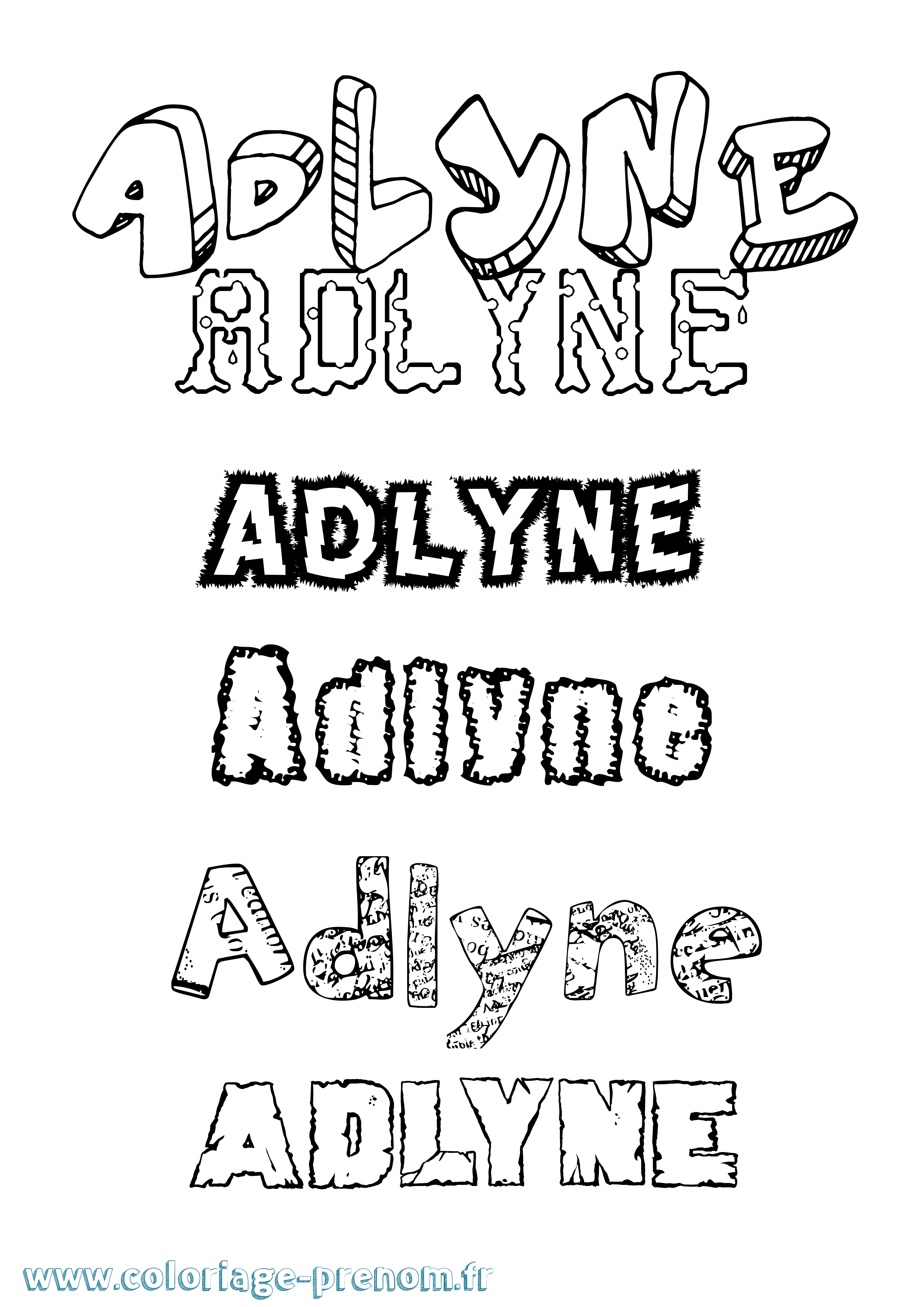 Coloriage prénom Adlyne Destructuré