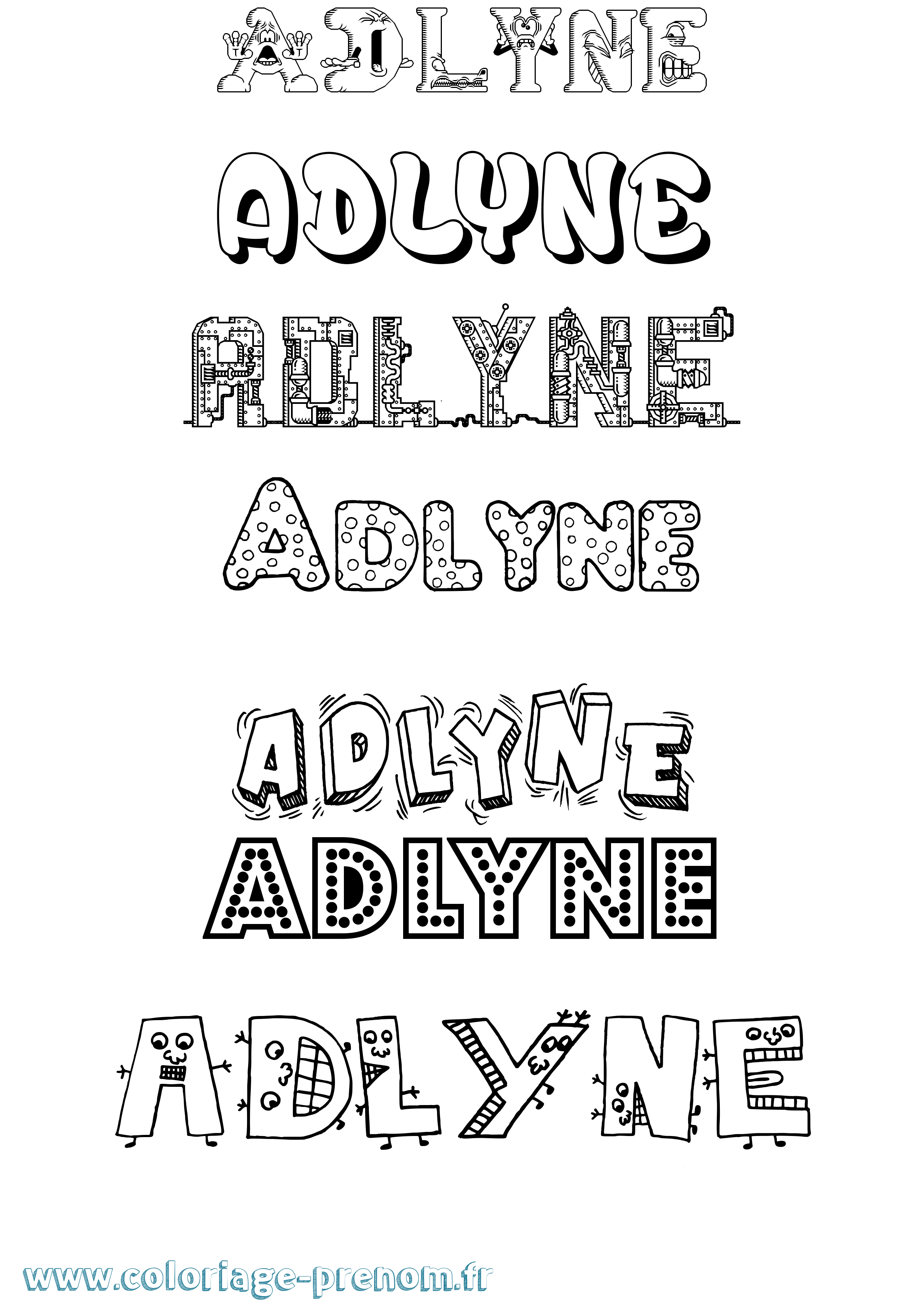 Coloriage prénom Adlyne Fun