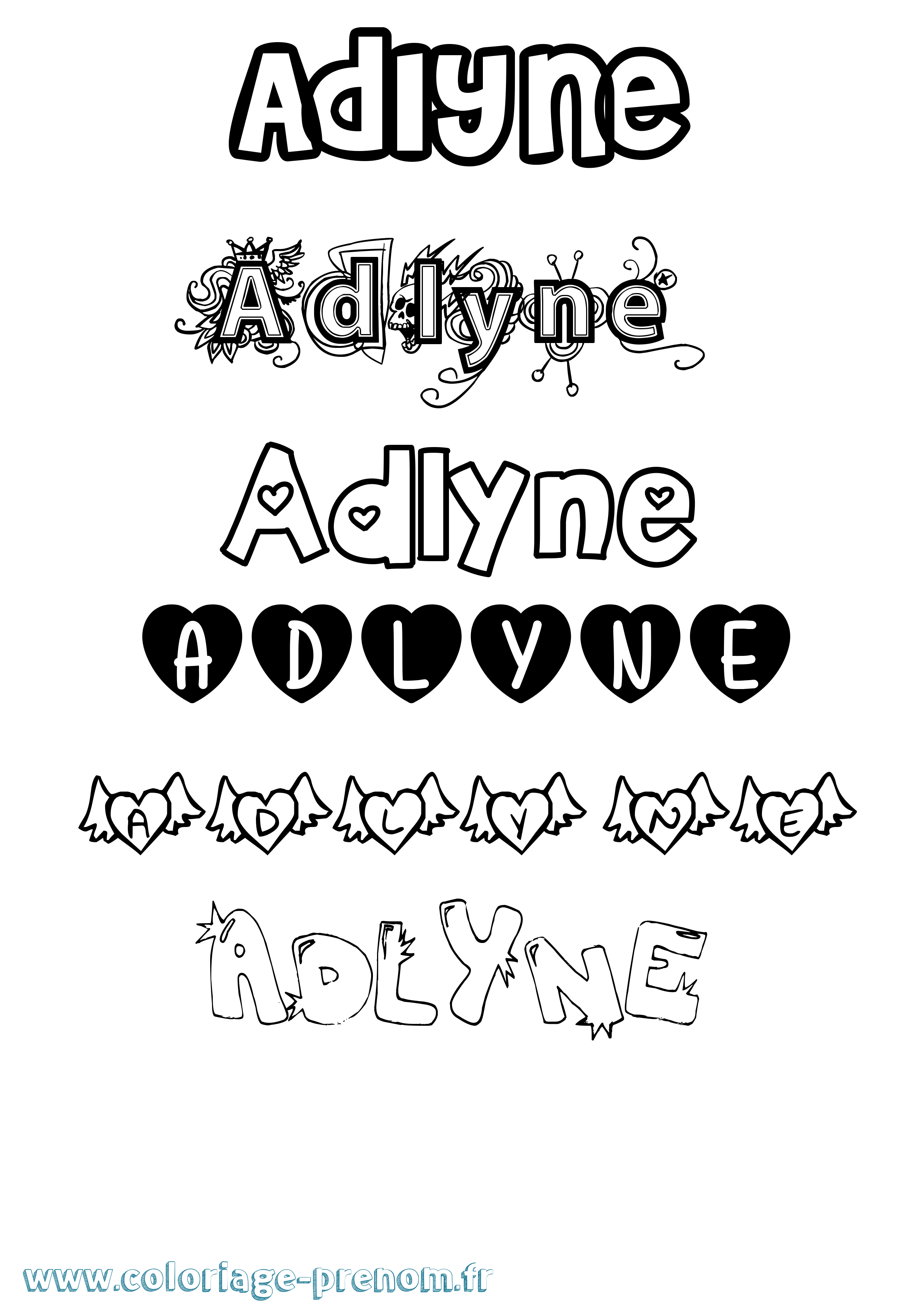 Coloriage prénom Adlyne Girly