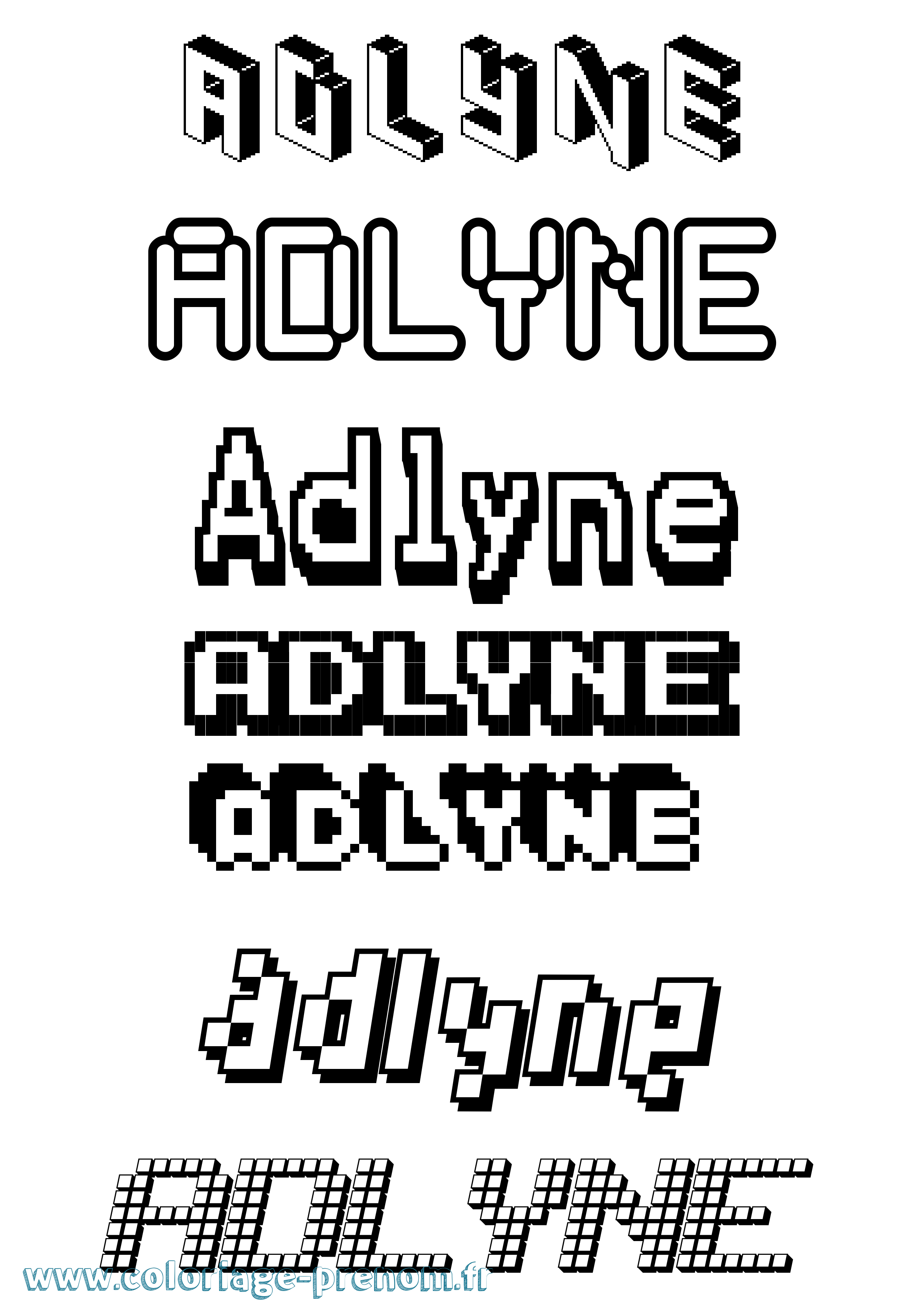 Coloriage prénom Adlyne Pixel