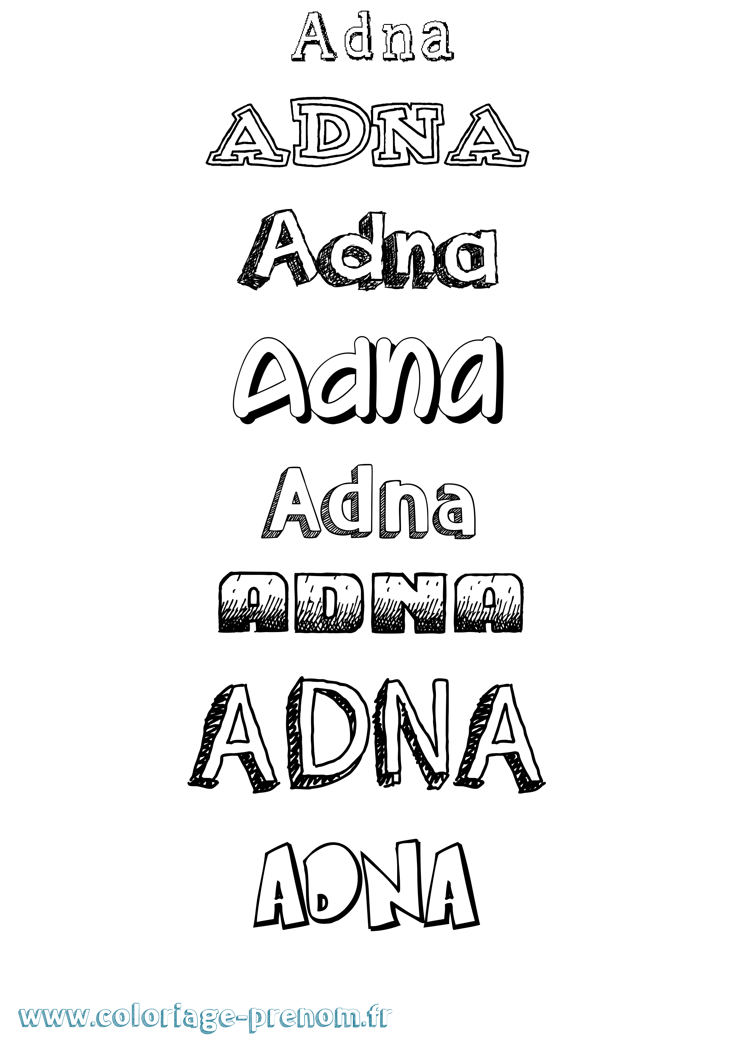 Coloriage Adna Dessiné Coloriage prénom Adna Dessiné