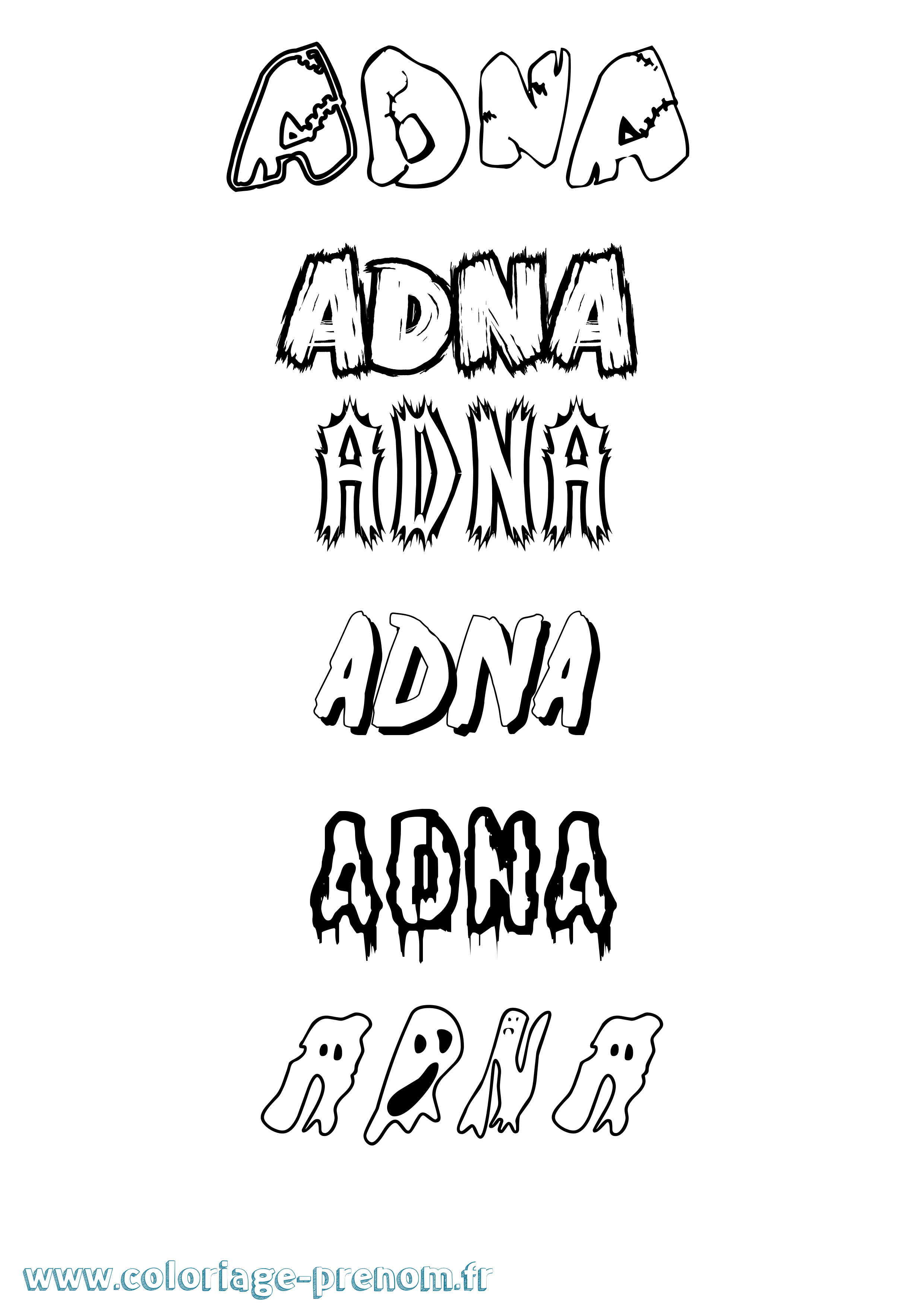 Coloriage Adna Frisson Coloriage prénom Adna Frisson
