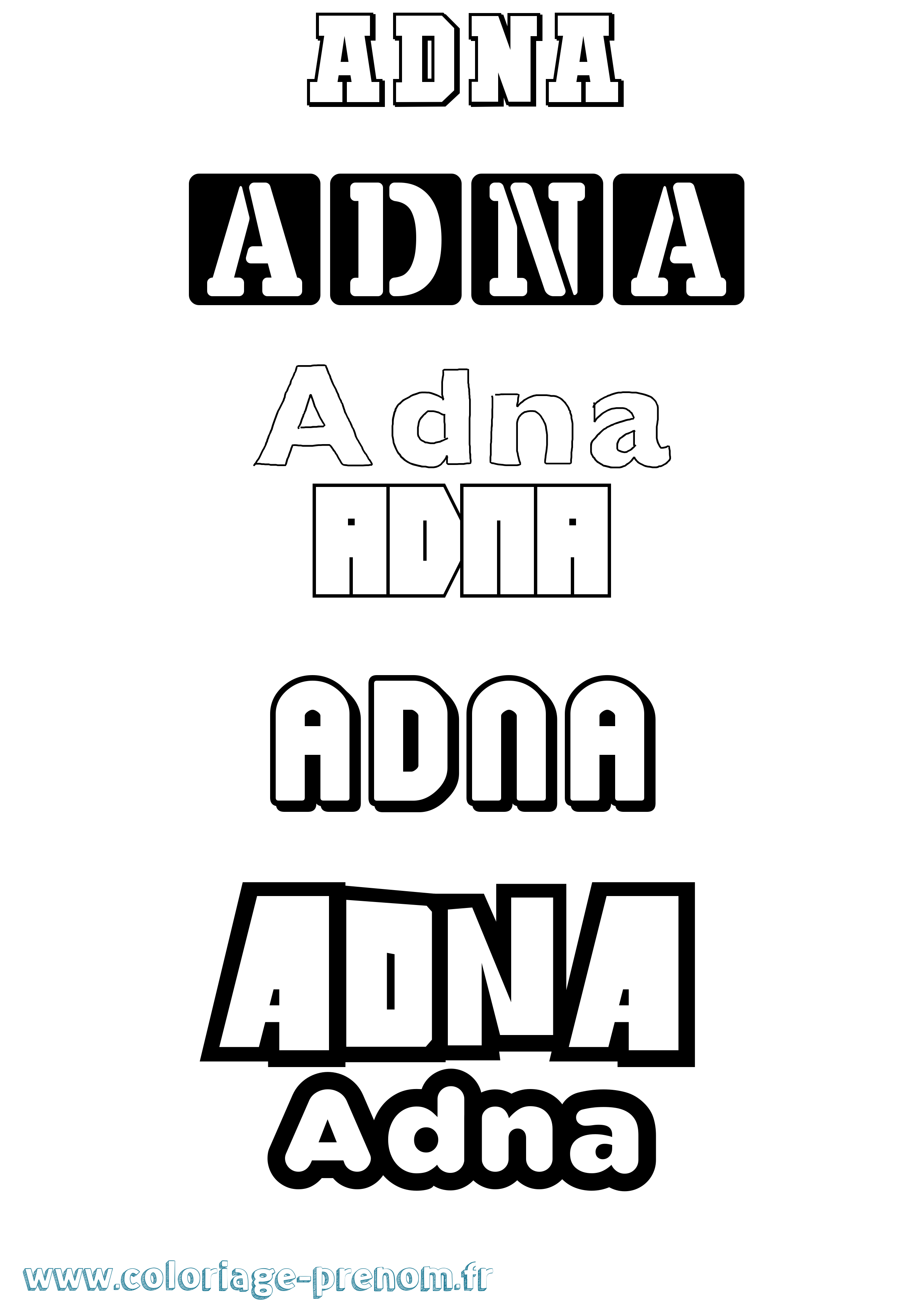 Coloriage Adna Simple Coloriage prénom Adna Simple