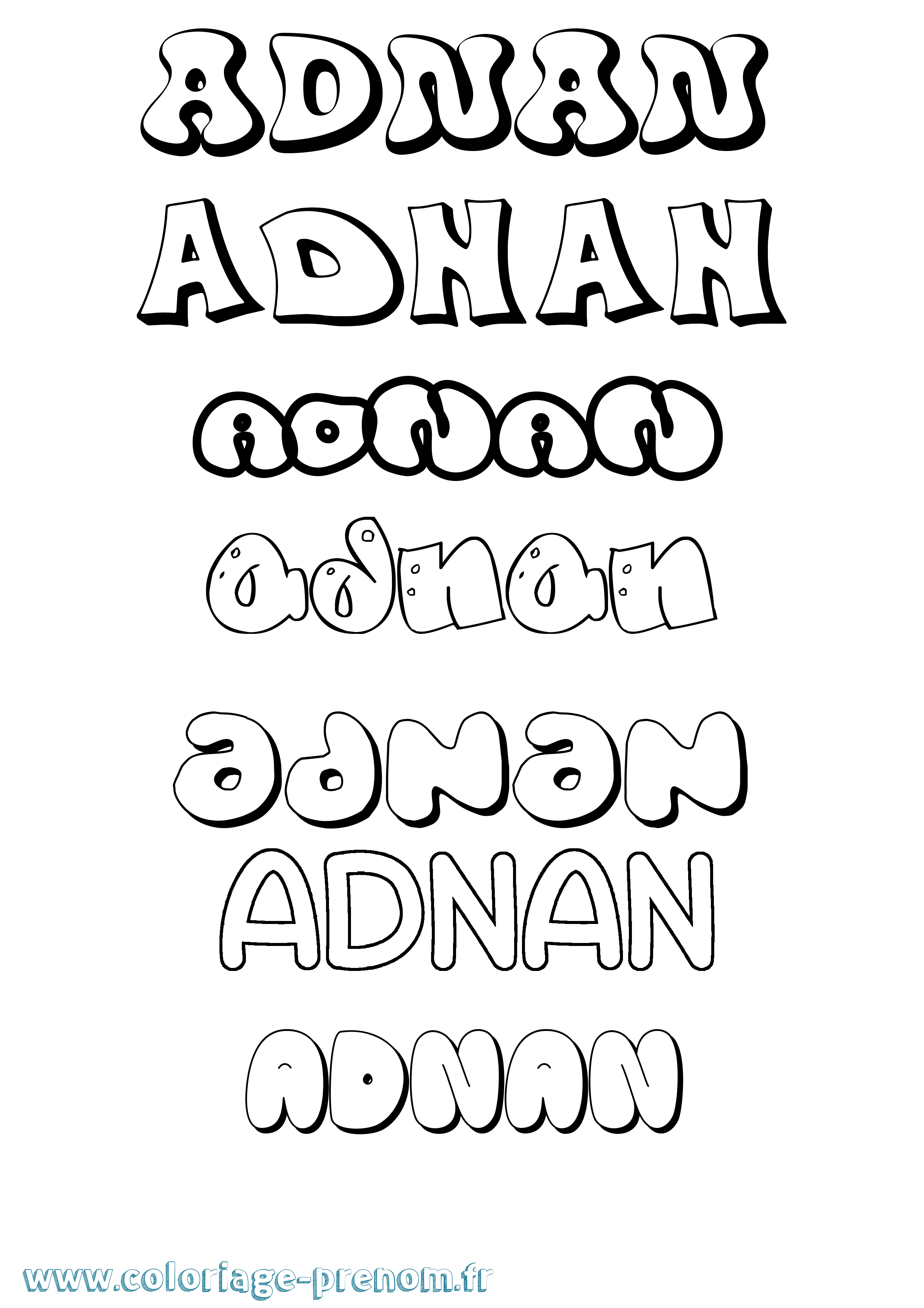 Coloriage prénom Adnan Bubble