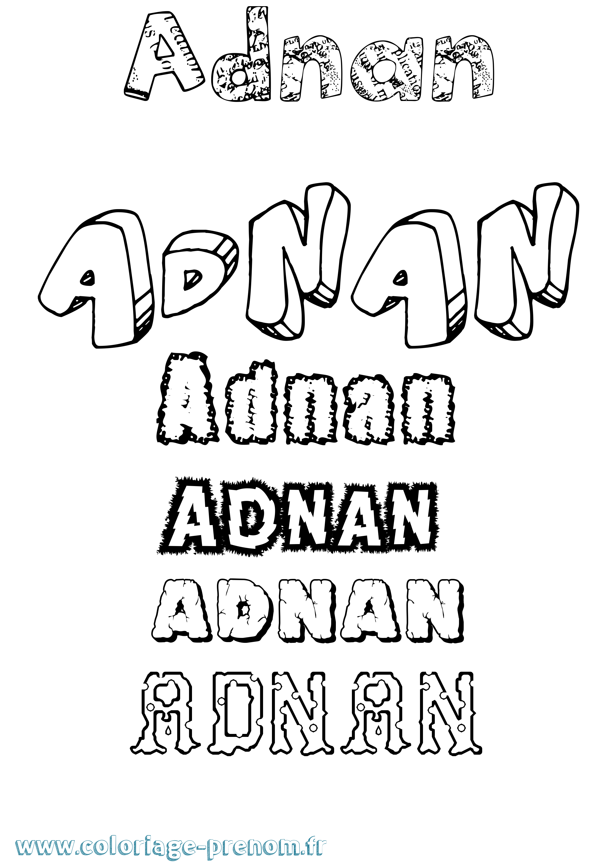 Coloriage prénom Adnan Destructuré