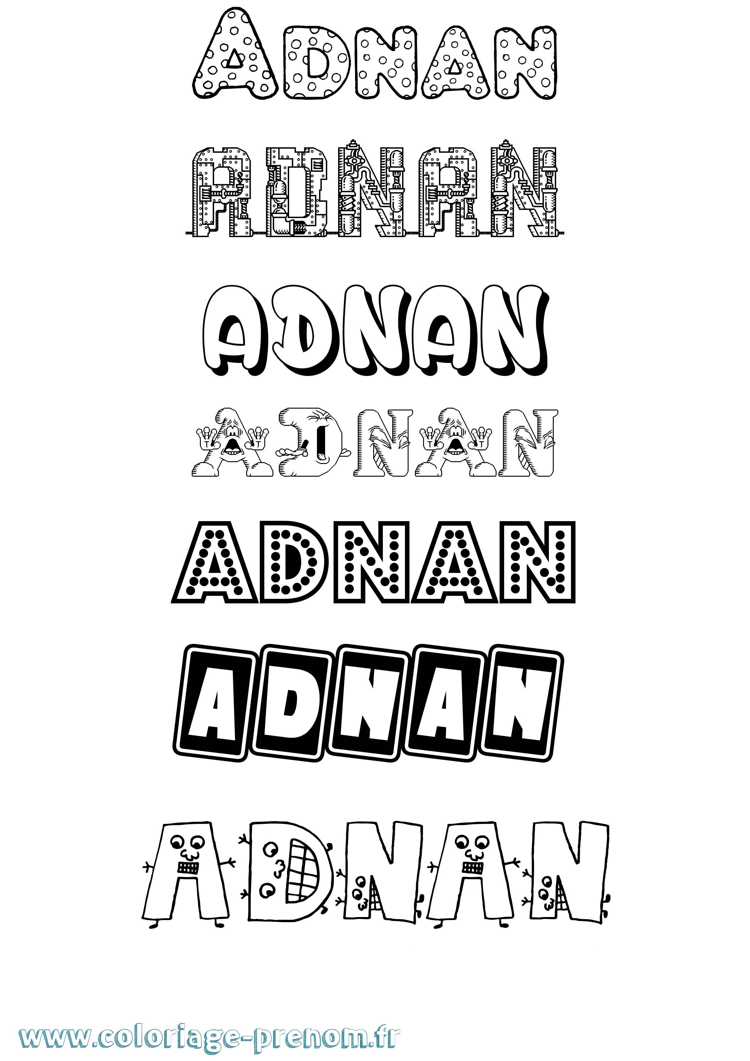 Coloriage prénom Adnan Fun