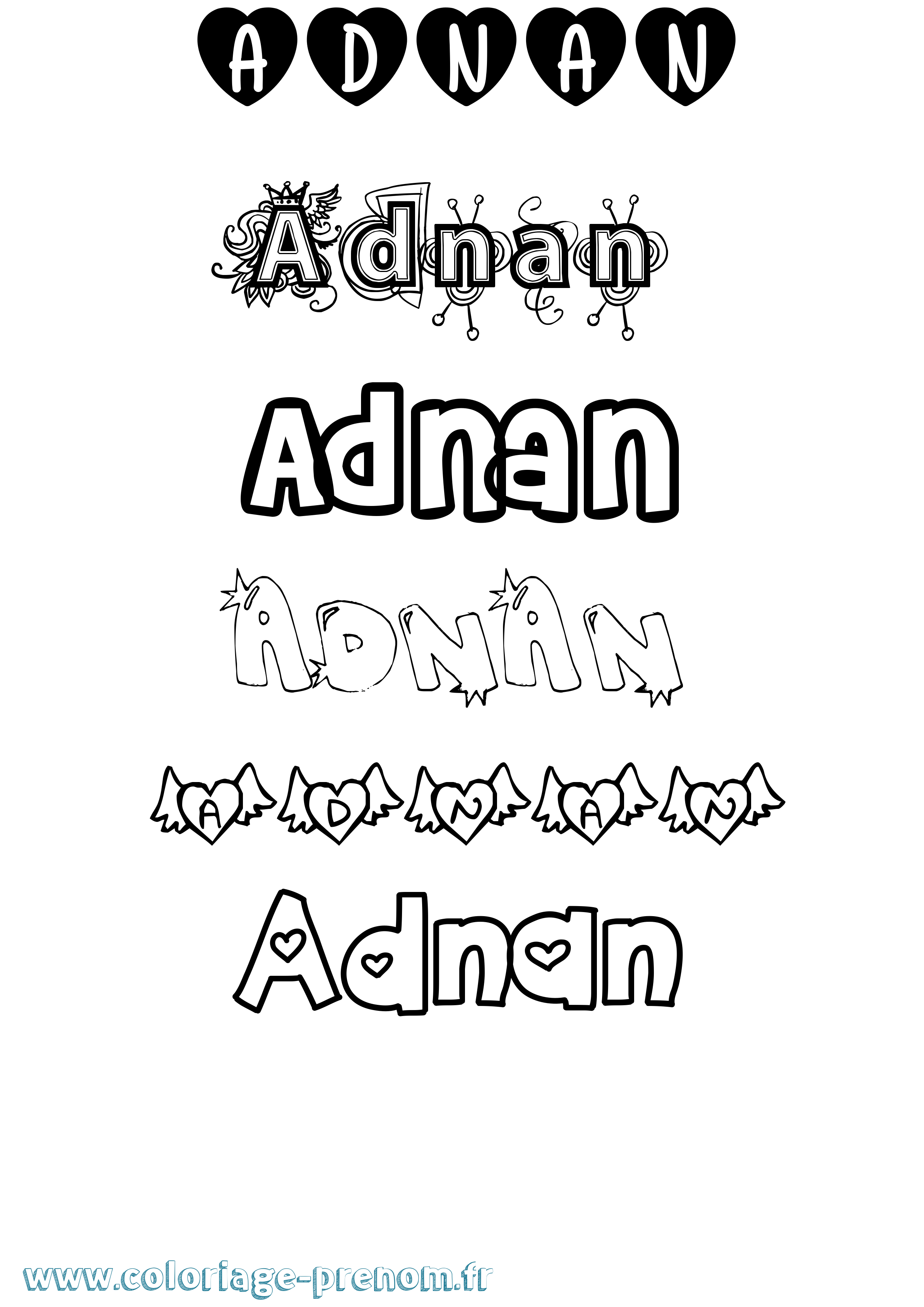 Coloriage prénom Adnan Girly