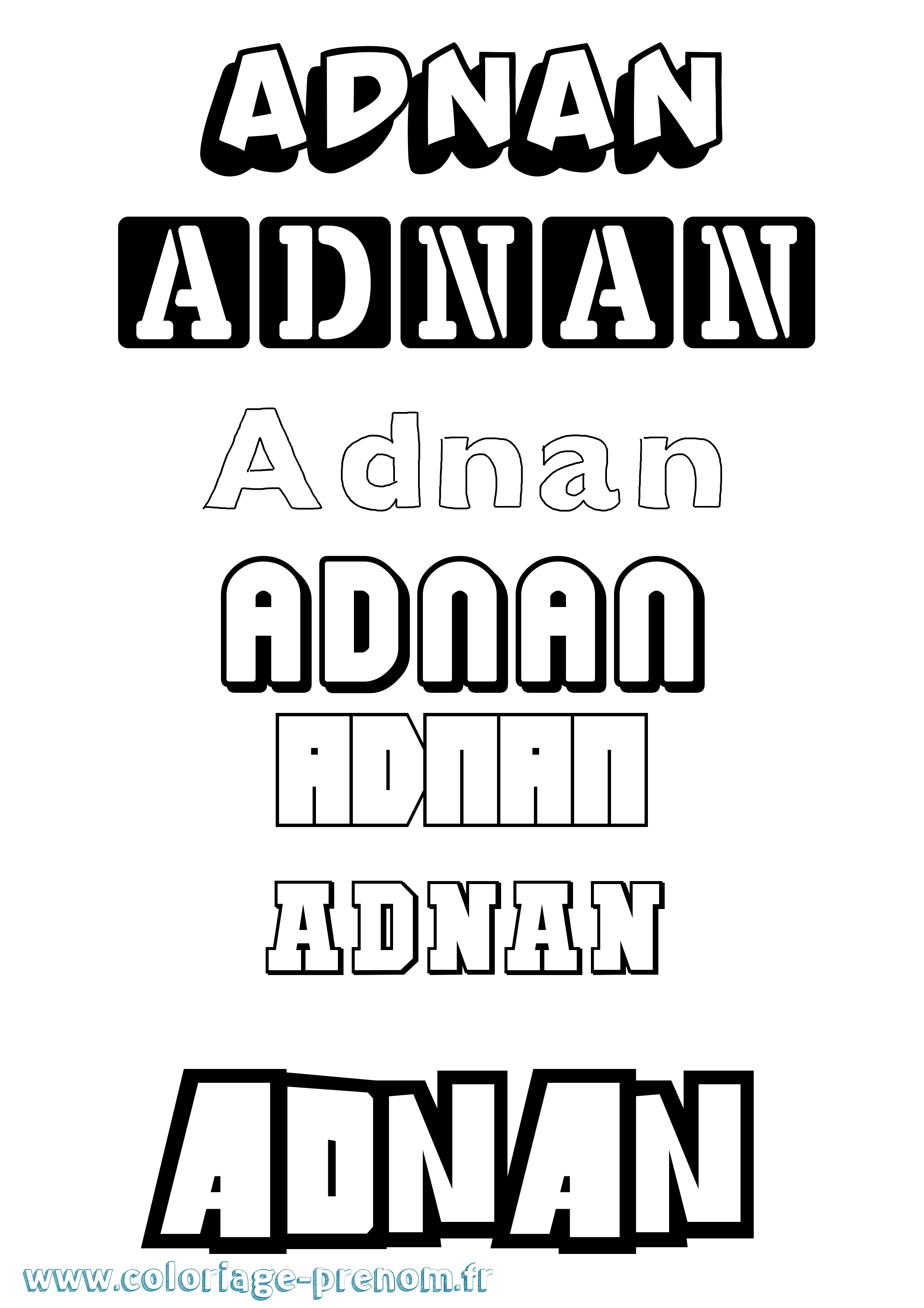 Coloriage prénom Adnan Simple