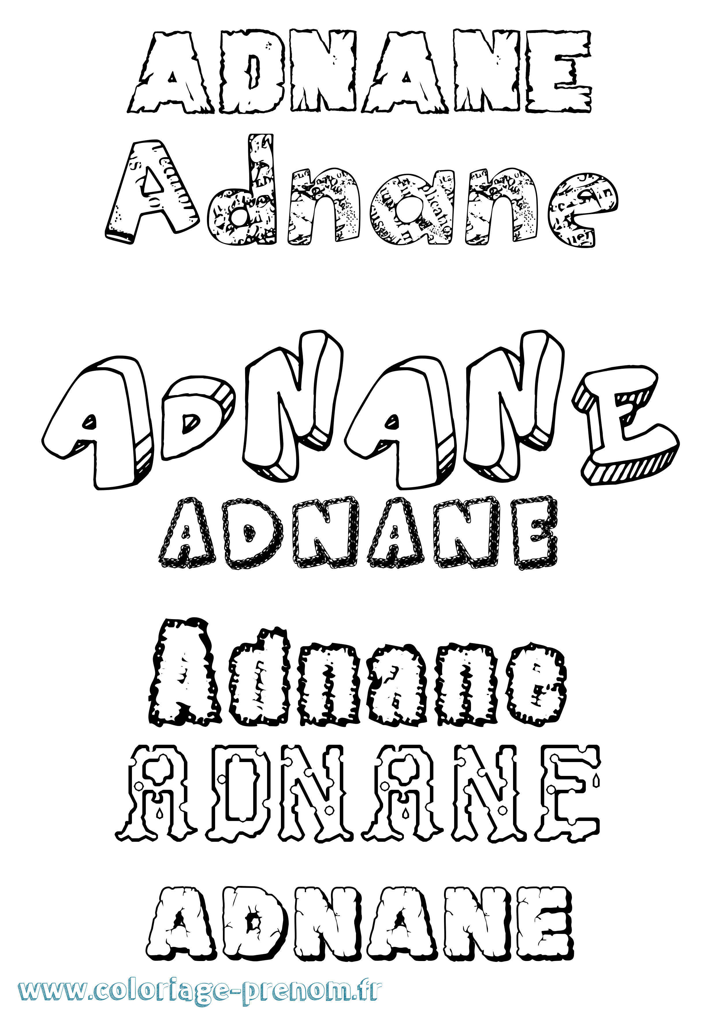 Coloriage prénom Adnane Destructuré