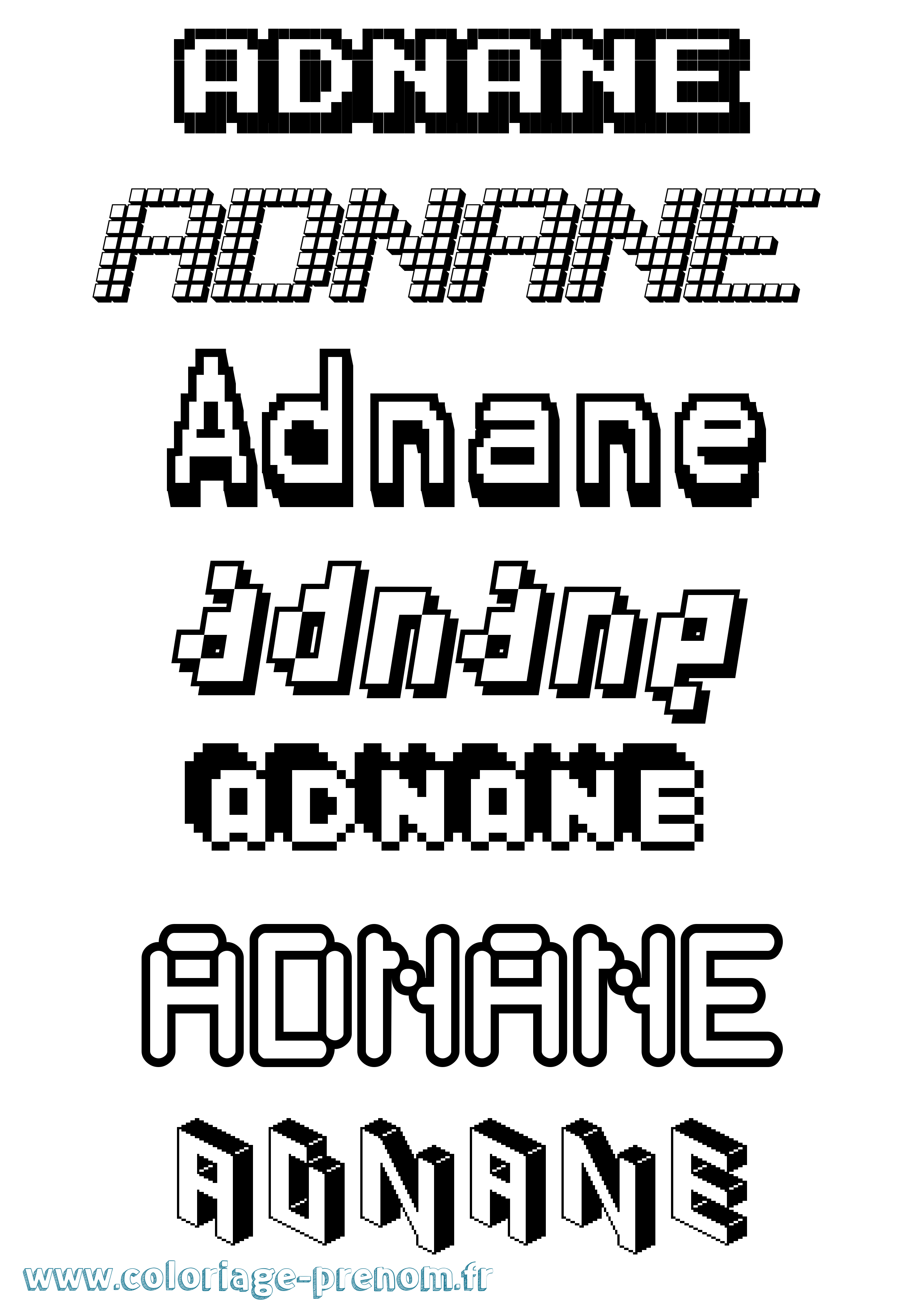 Coloriage prénom Adnane Pixel