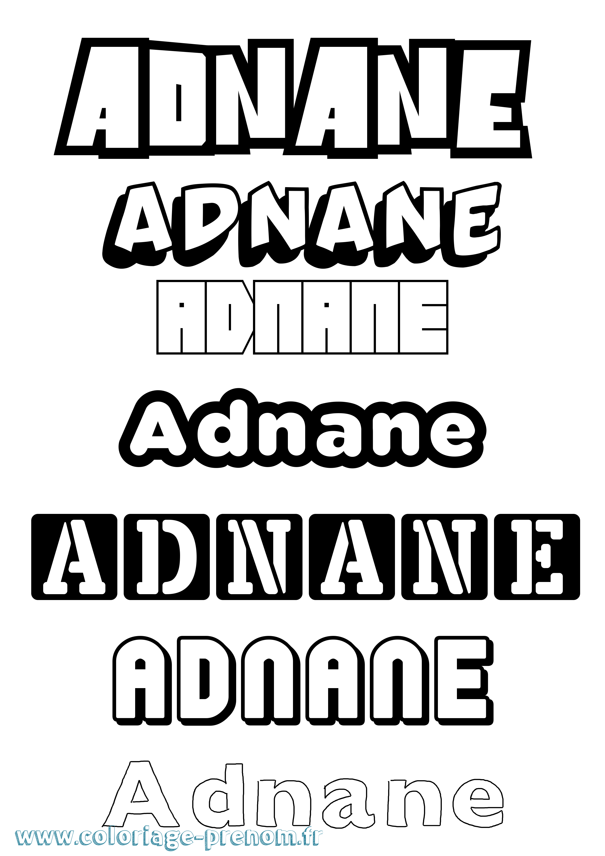 Coloriage prénom Adnane Simple