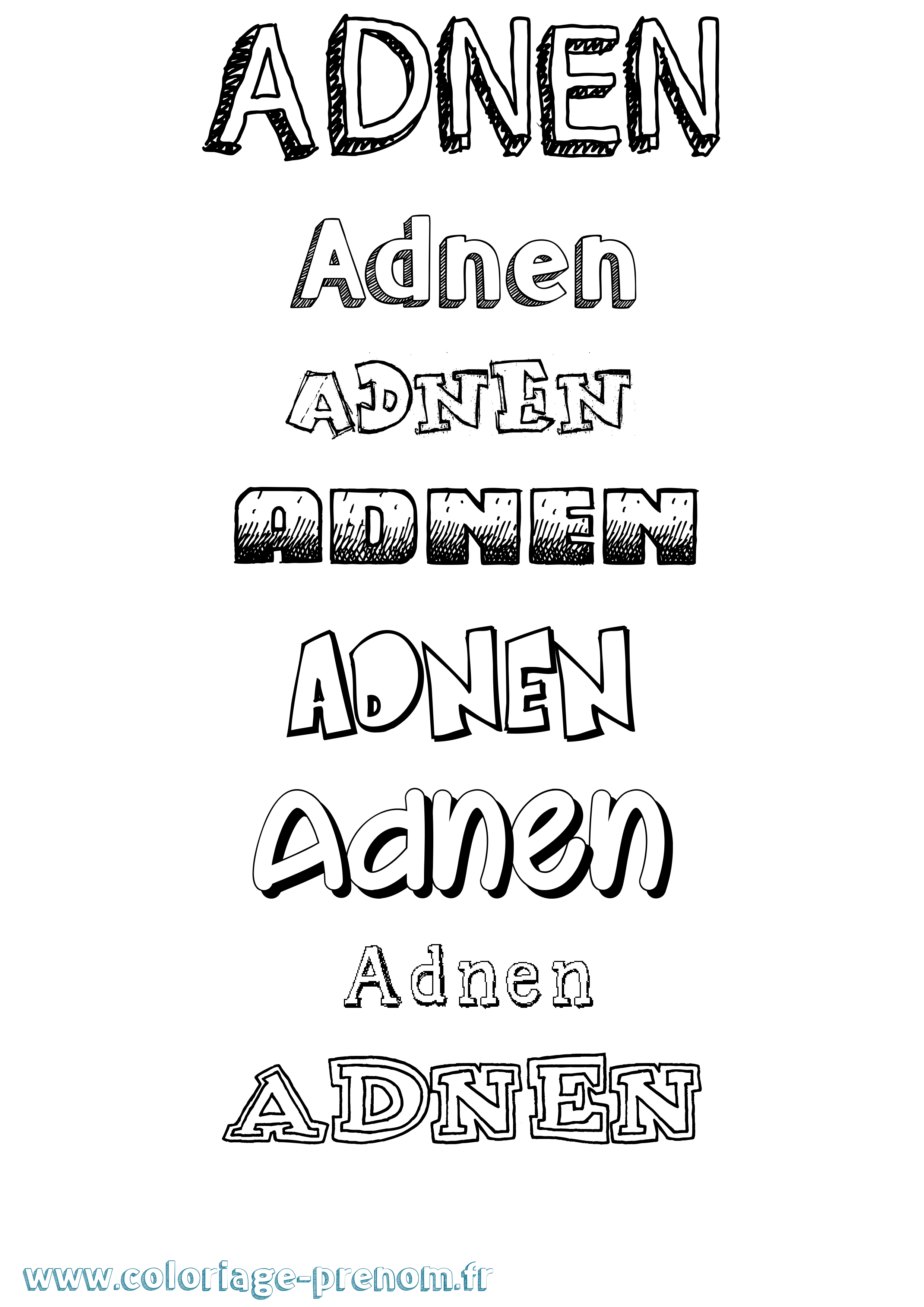 Coloriage Adnen Dessiné Coloriage prénom Adnen Dessiné