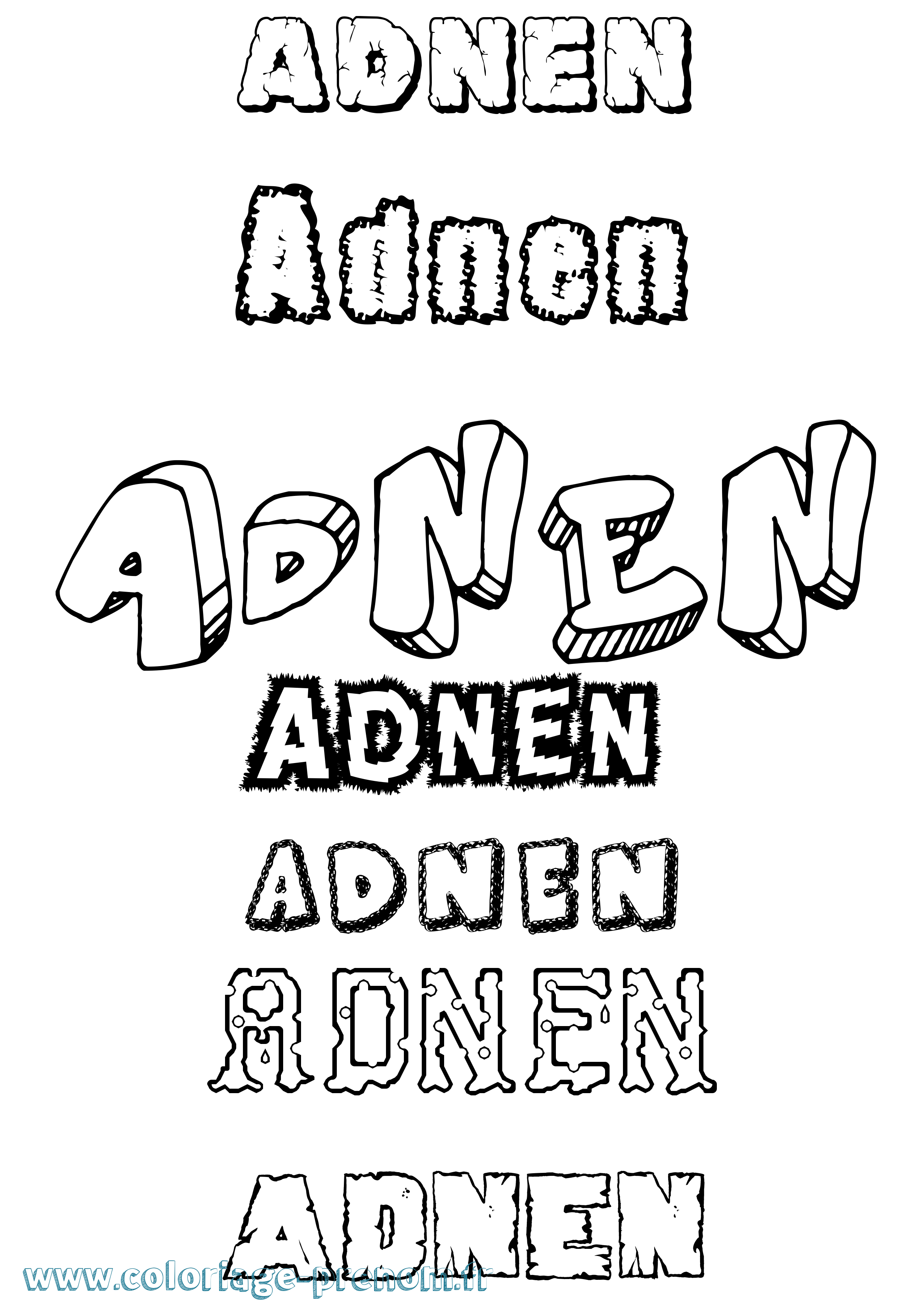 Coloriage Adnen Destructuré Coloriage prénom Adnen Destructuré