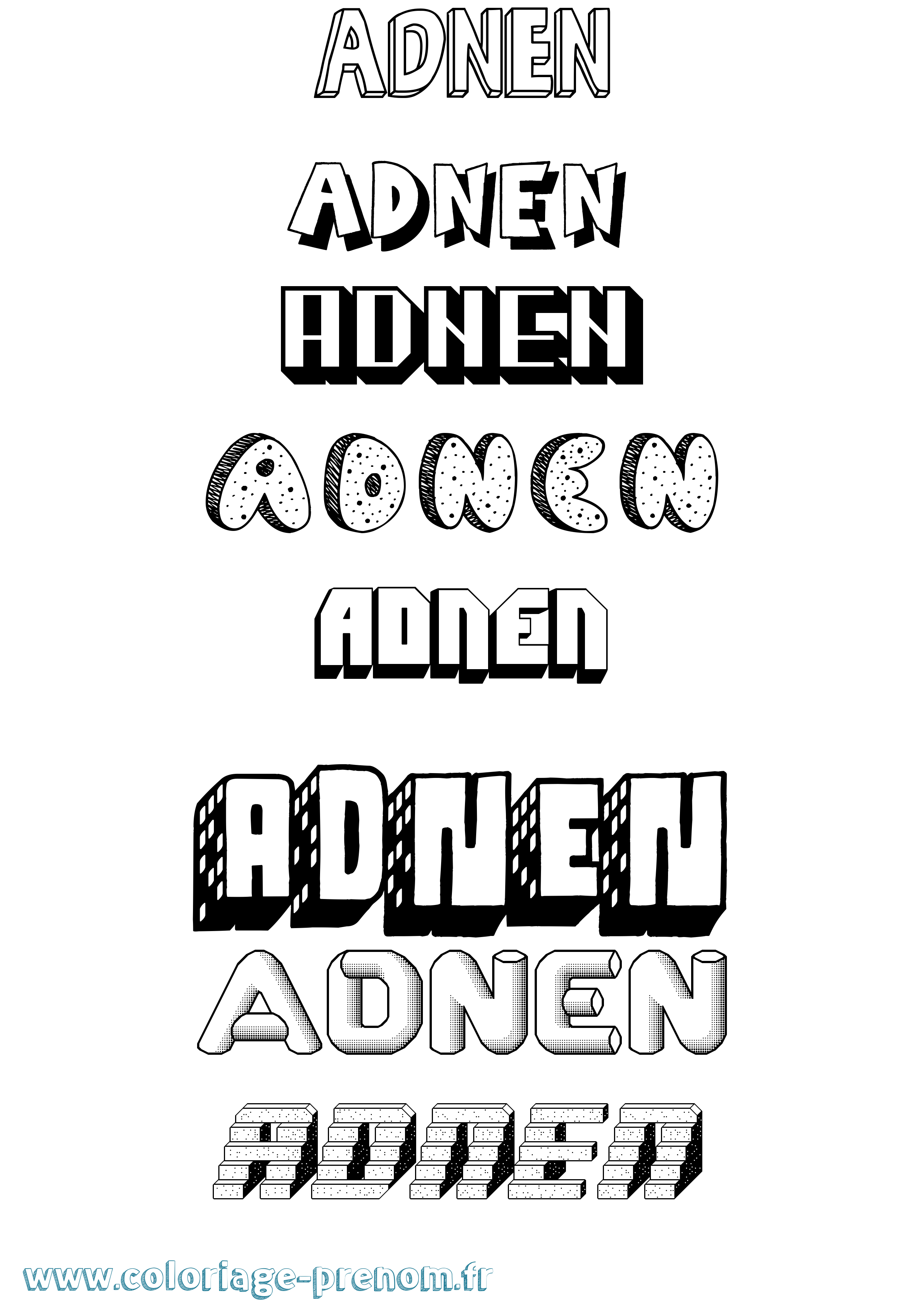 Coloriage Adnen Effet 3D Coloriage prénom Adnen Effet 3D