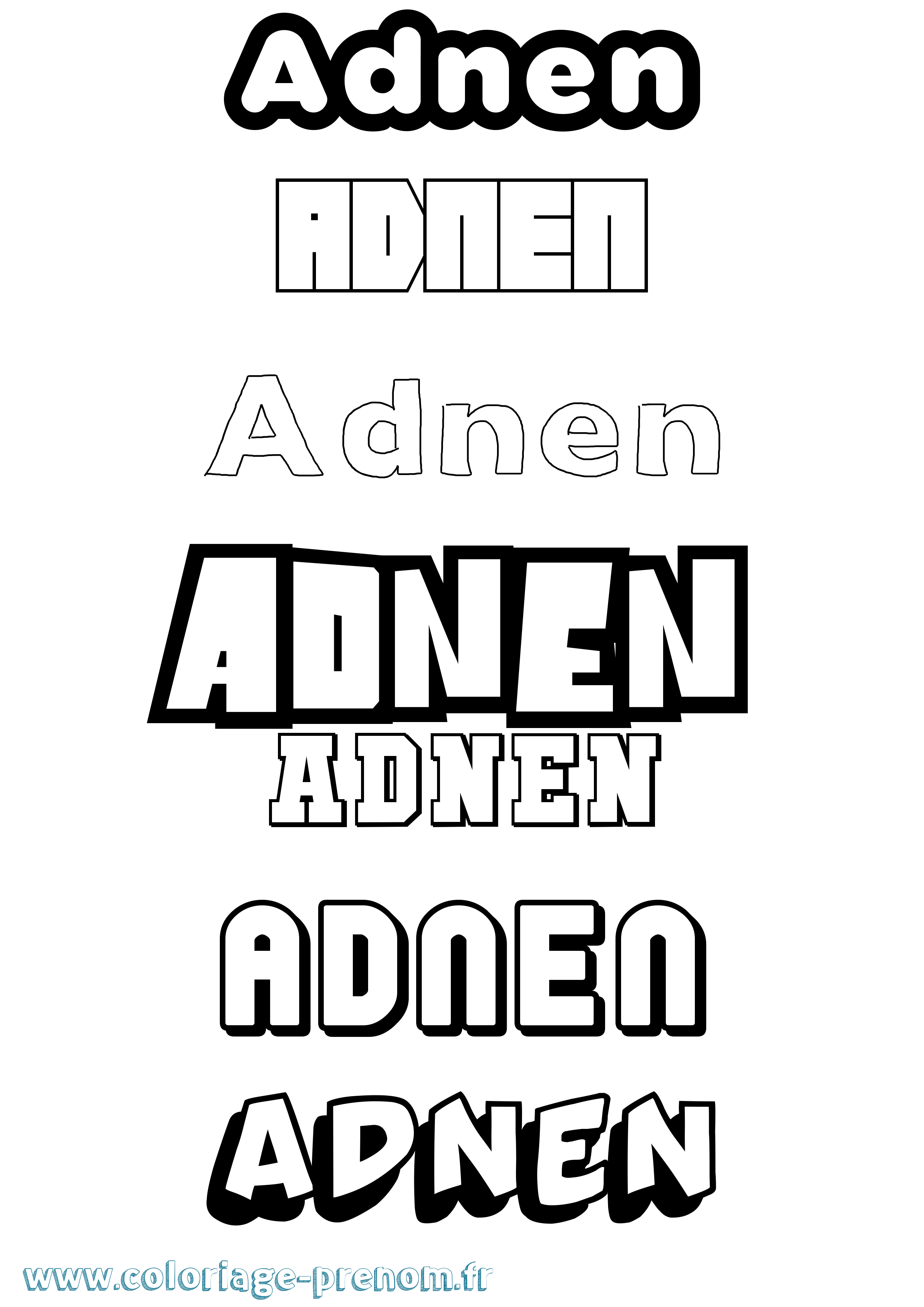 Coloriage Adnen Simple Coloriage prénom Adnen Simple