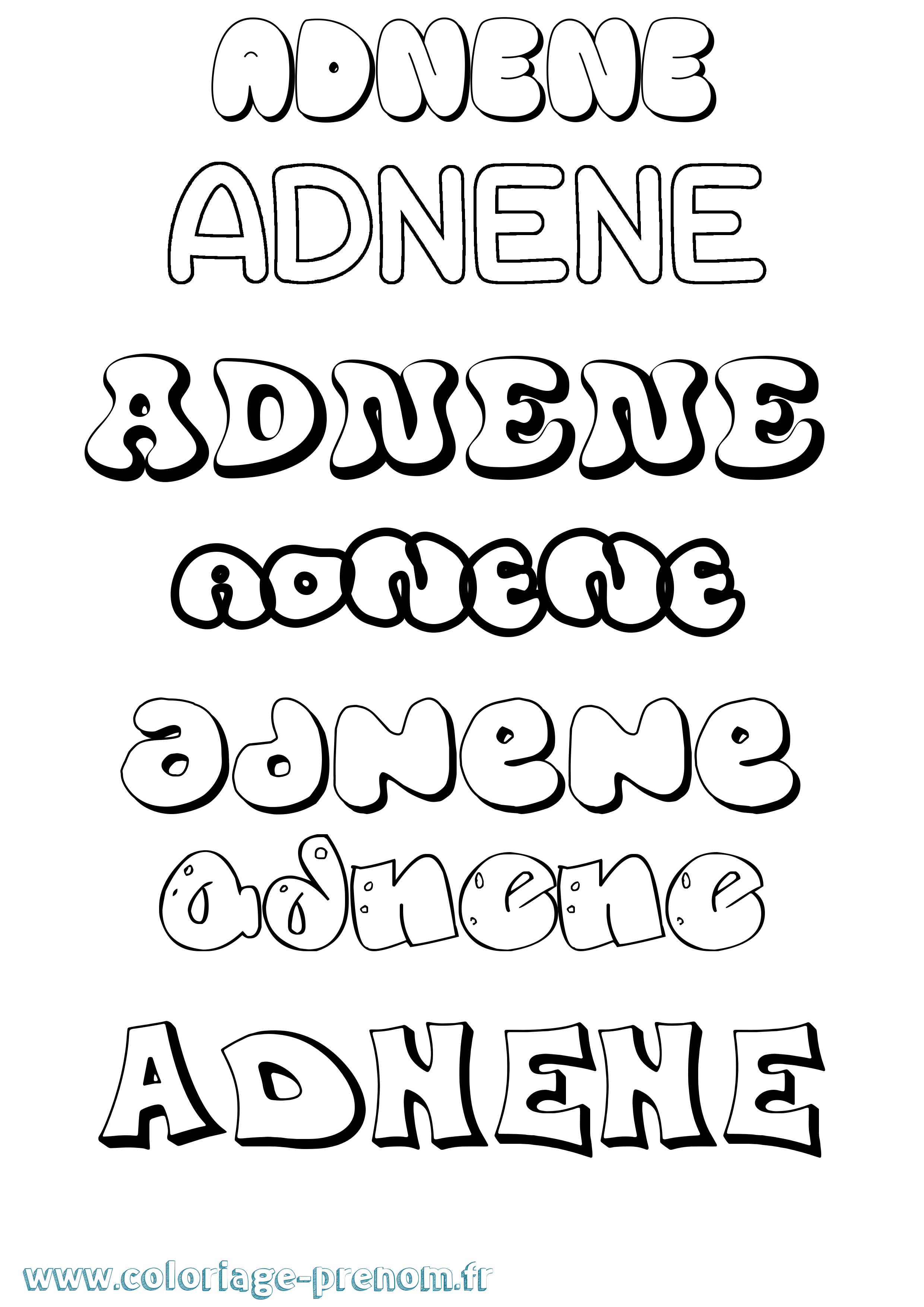 Coloriage prénom Adnene Bubble