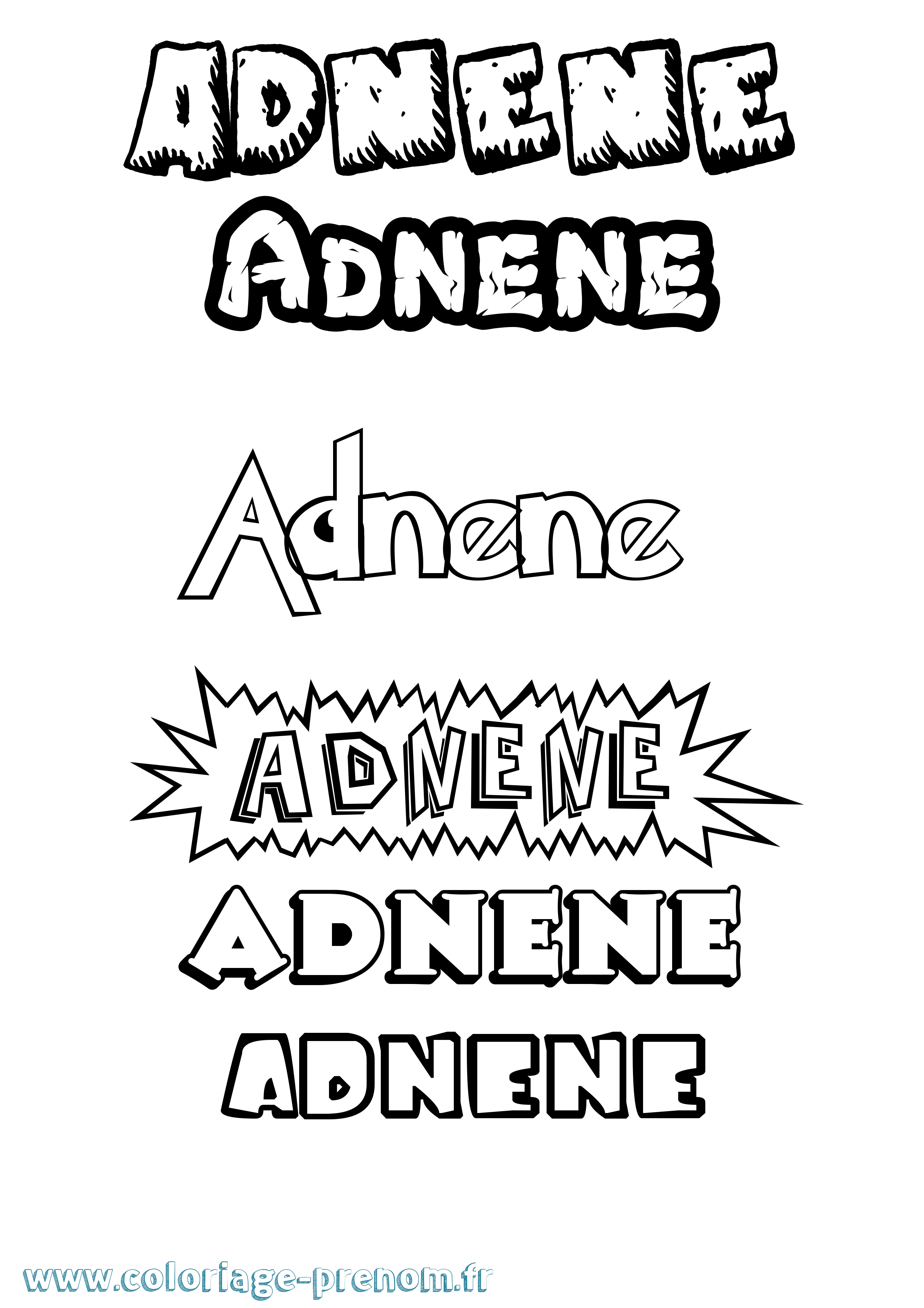 Coloriage Adnene Dessin Animé Coloriage prénom Adnene Dessin Animé