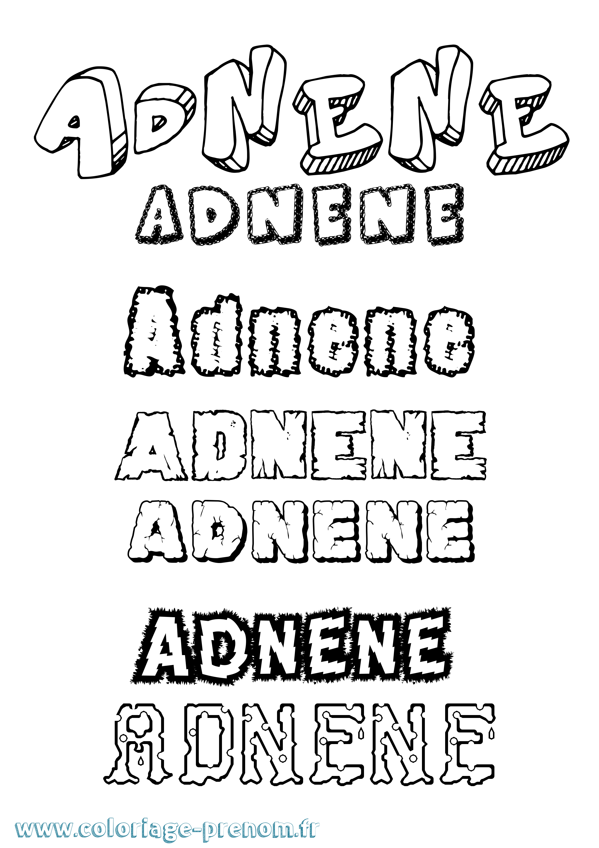 Coloriage Adnene Destructuré Coloriage prénom Adnene Destructuré