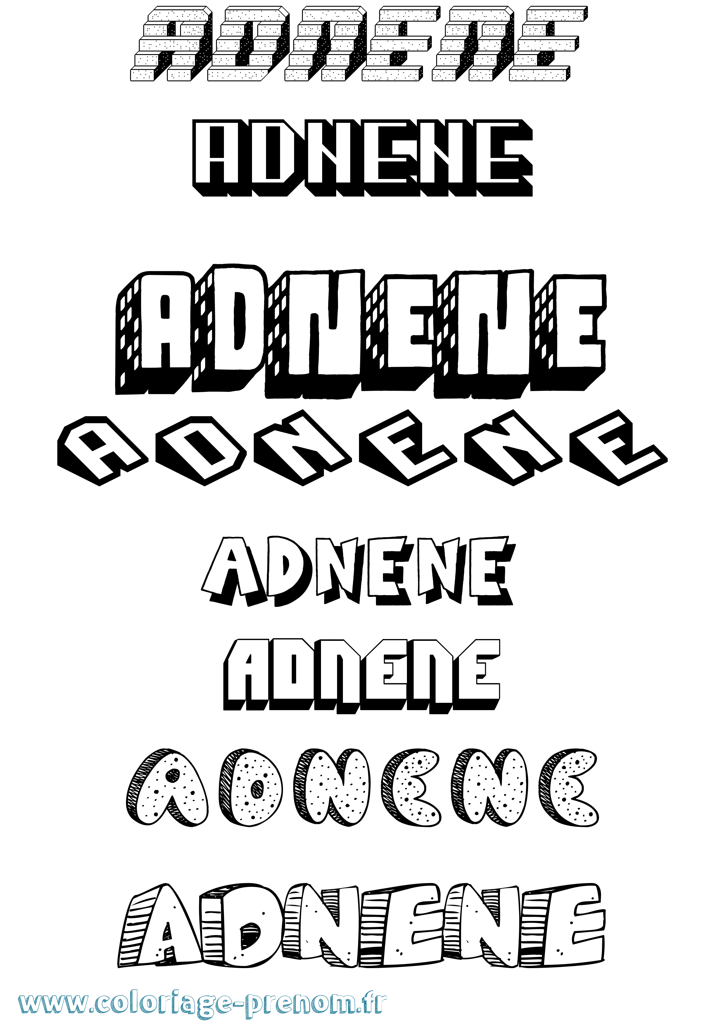 Coloriage Adnene Effet 3D Coloriage prénom Adnene Effet 3D