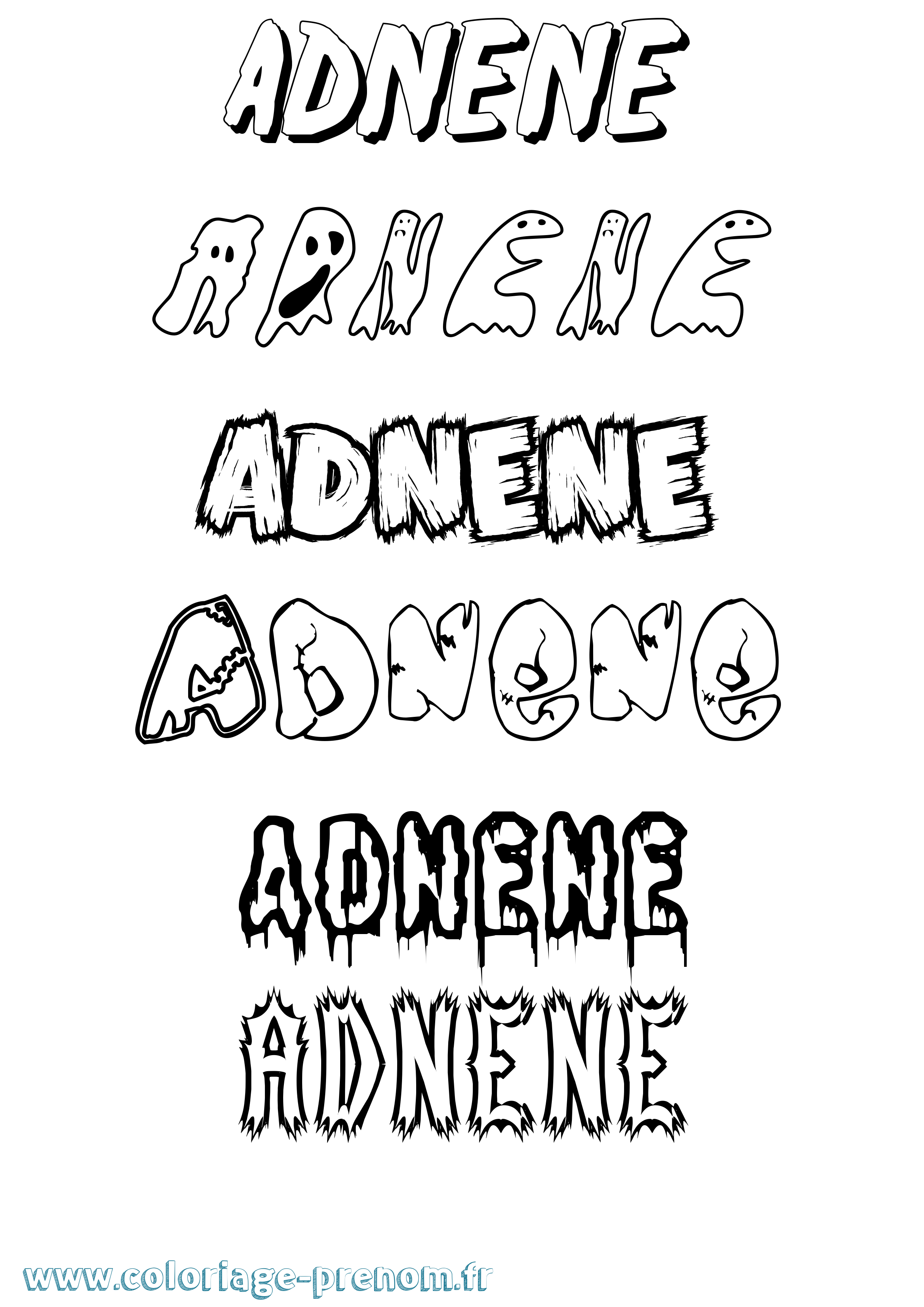 Coloriage Adnene Frisson Coloriage prénom Adnene Frisson