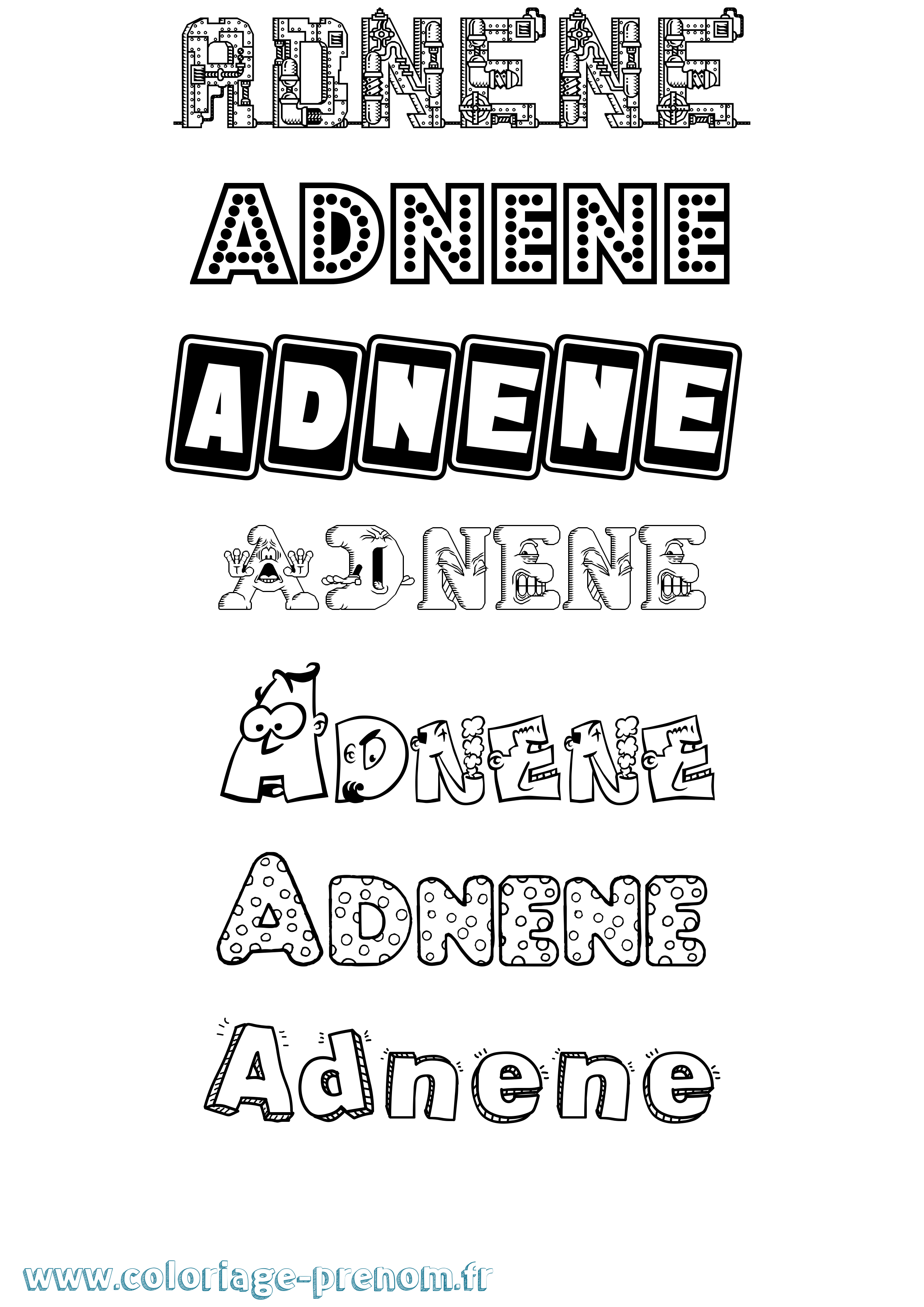 Coloriage prénom Adnene Fun