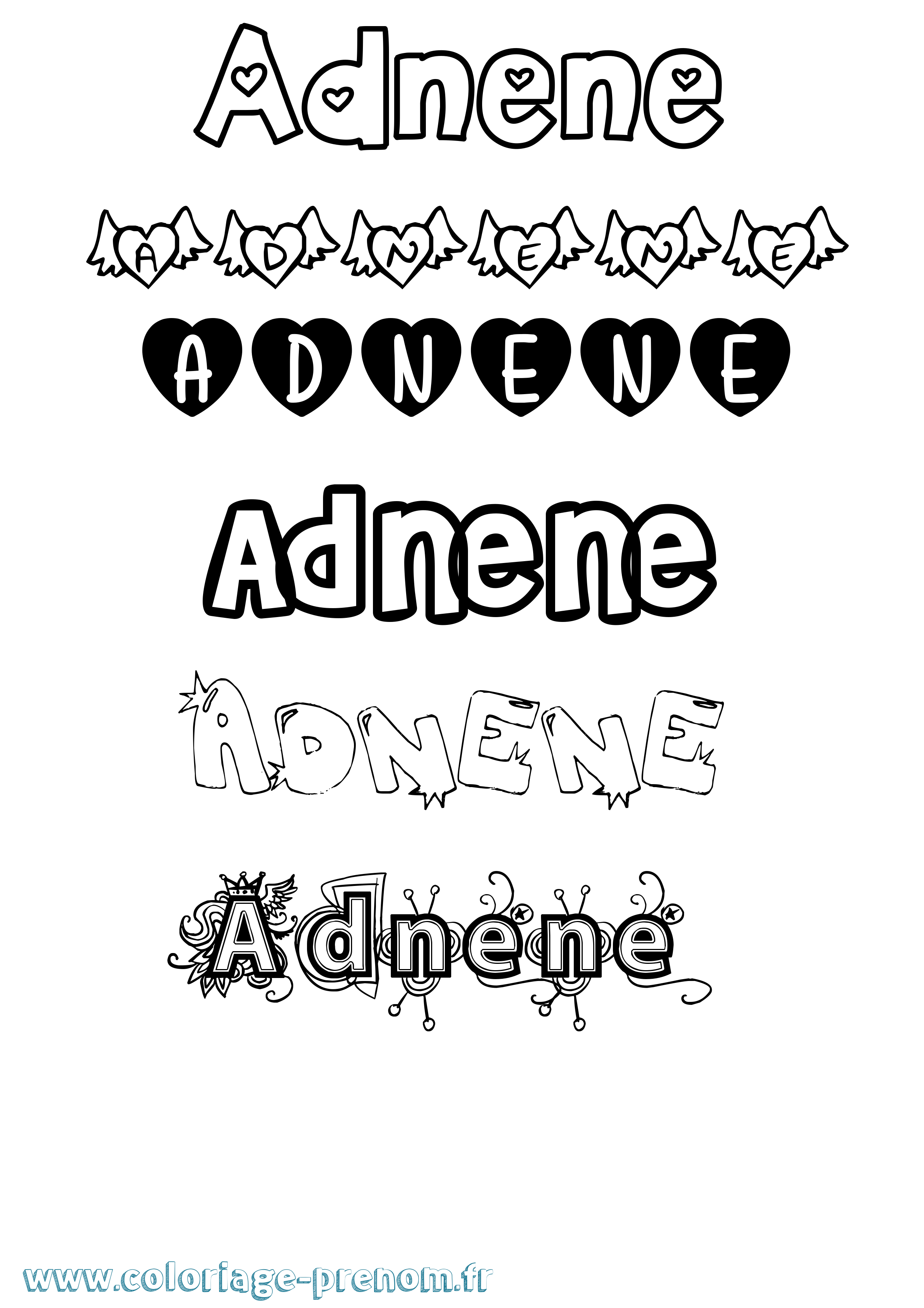 Coloriage prénom Adnene Girly