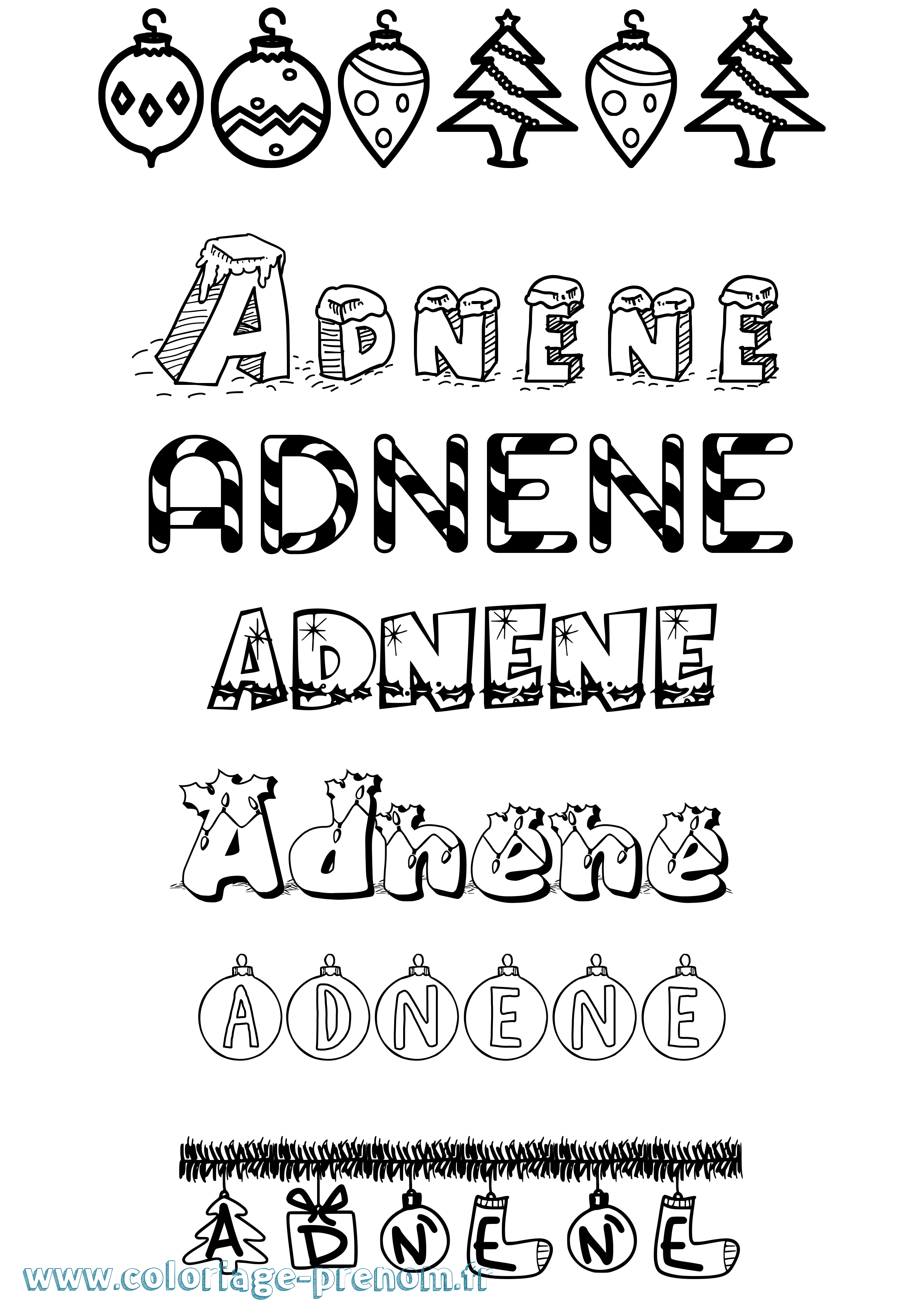 Coloriage Adnene Noël Coloriage prénom Adnene Noël