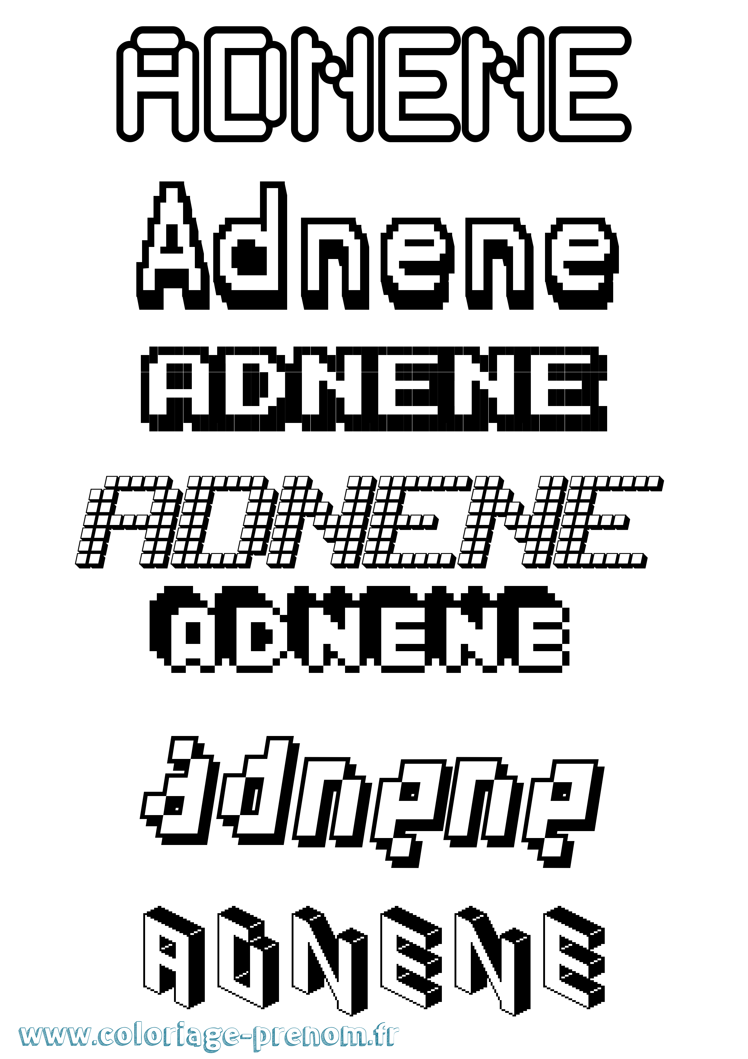 Coloriage prénom Adnene Pixel