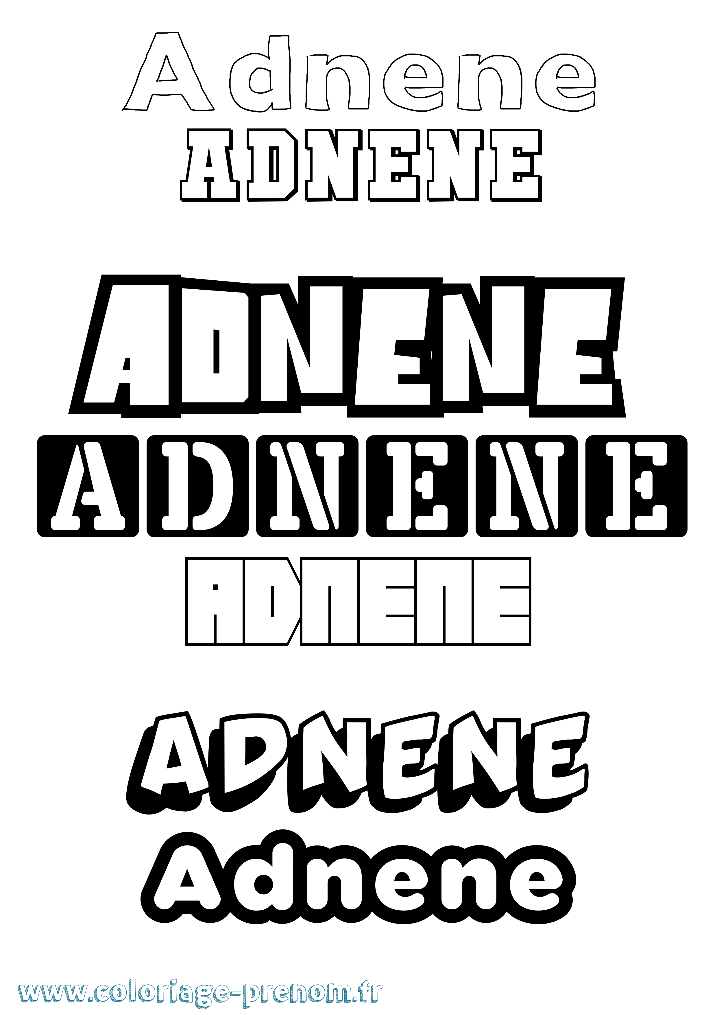 Coloriage prénom Adnene Simple