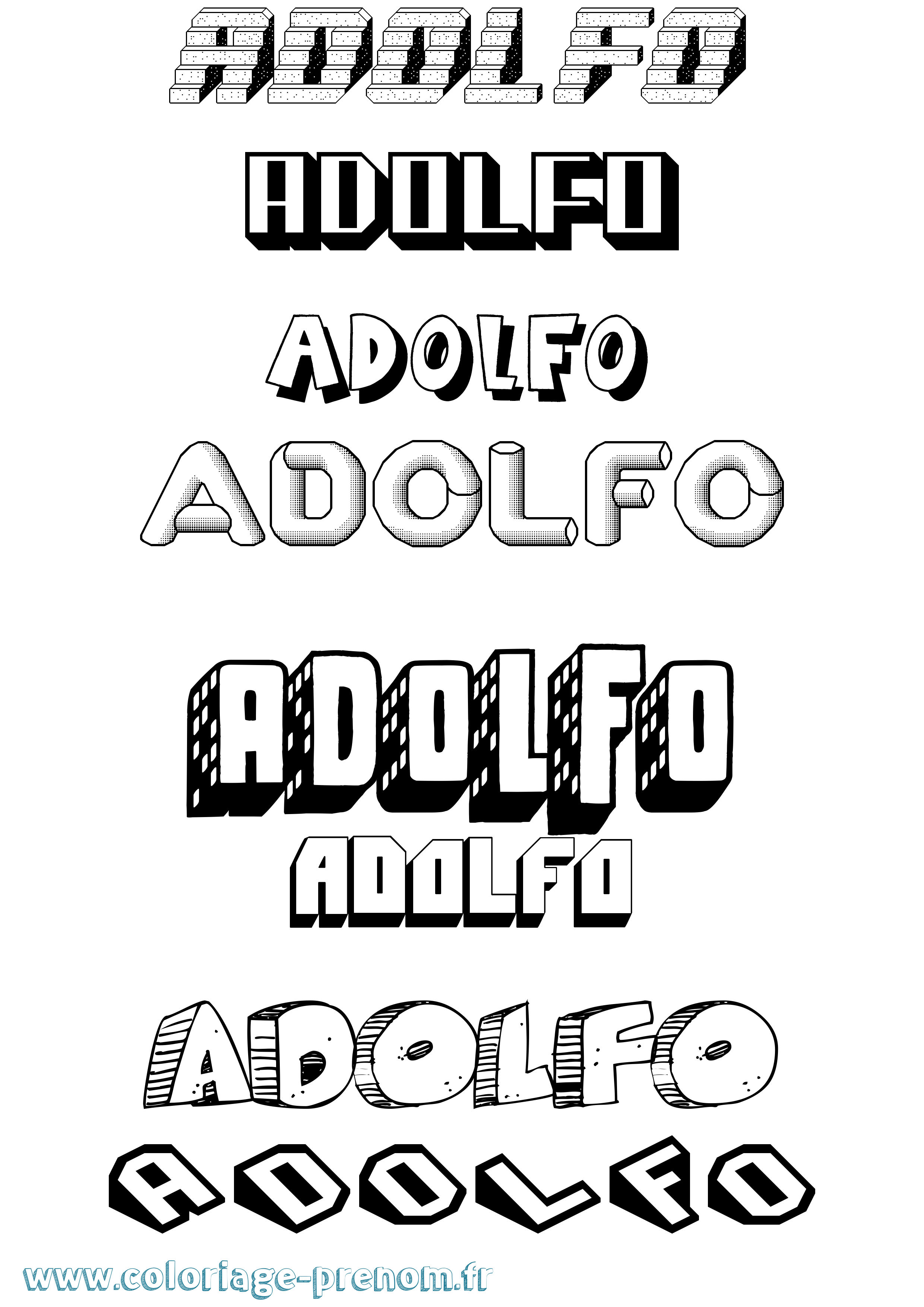 Coloriage Adolfo Effet 3D Coloriage prénom Adolfo Effet 3D