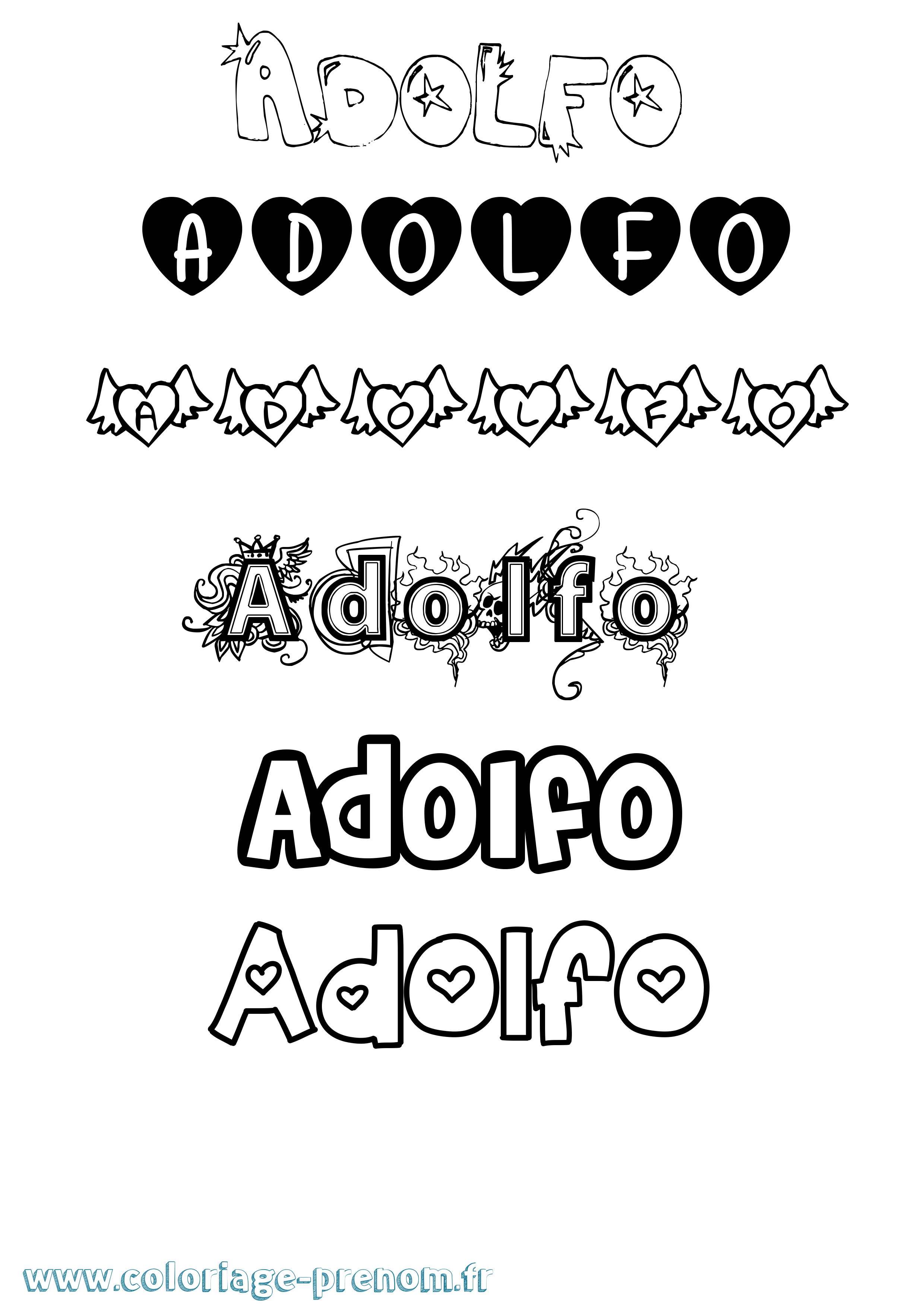 Coloriage Adolfo Girly Coloriage prénom Adolfo Girly