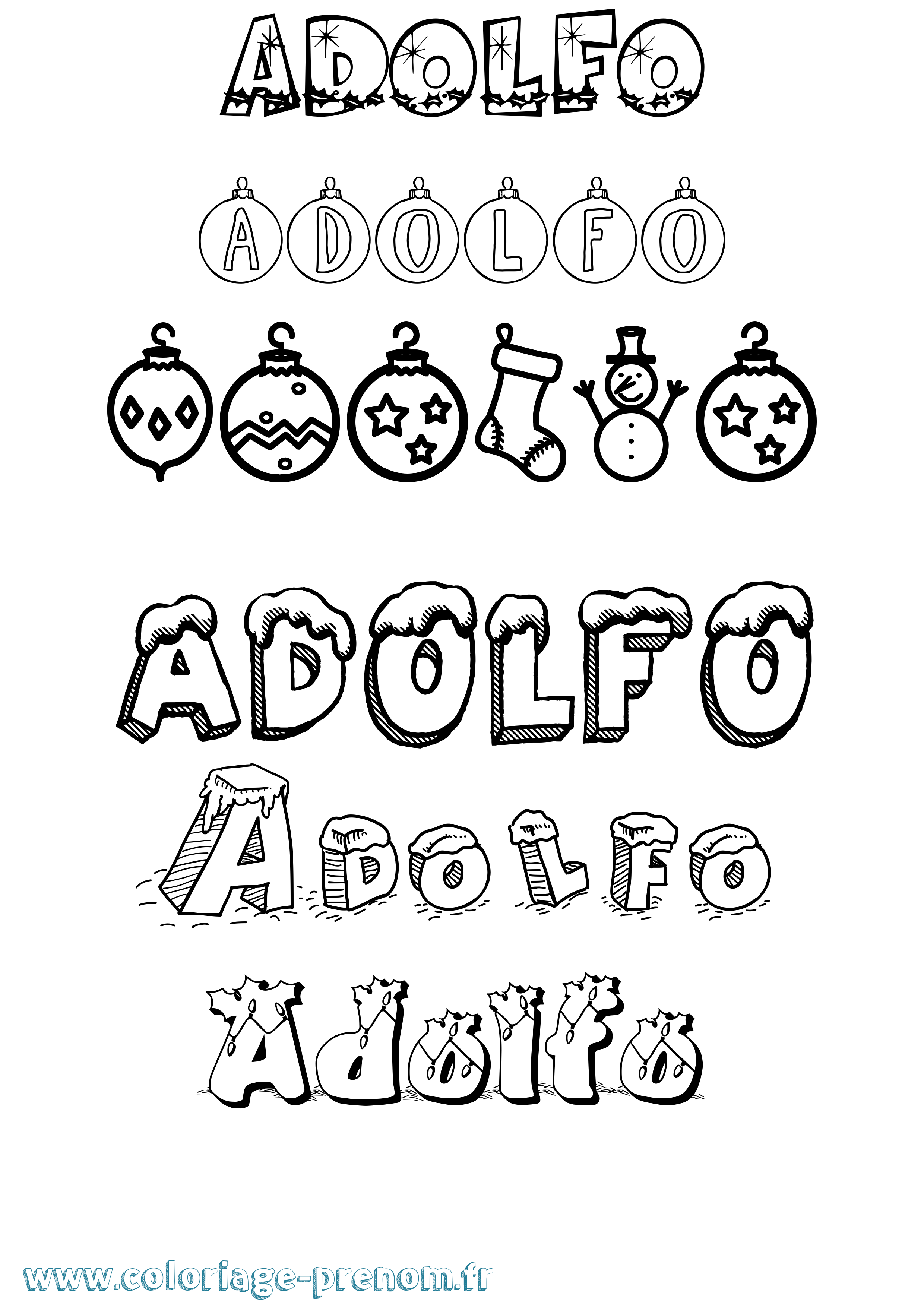 Coloriage Adolfo Noël Coloriage prénom Adolfo Noël