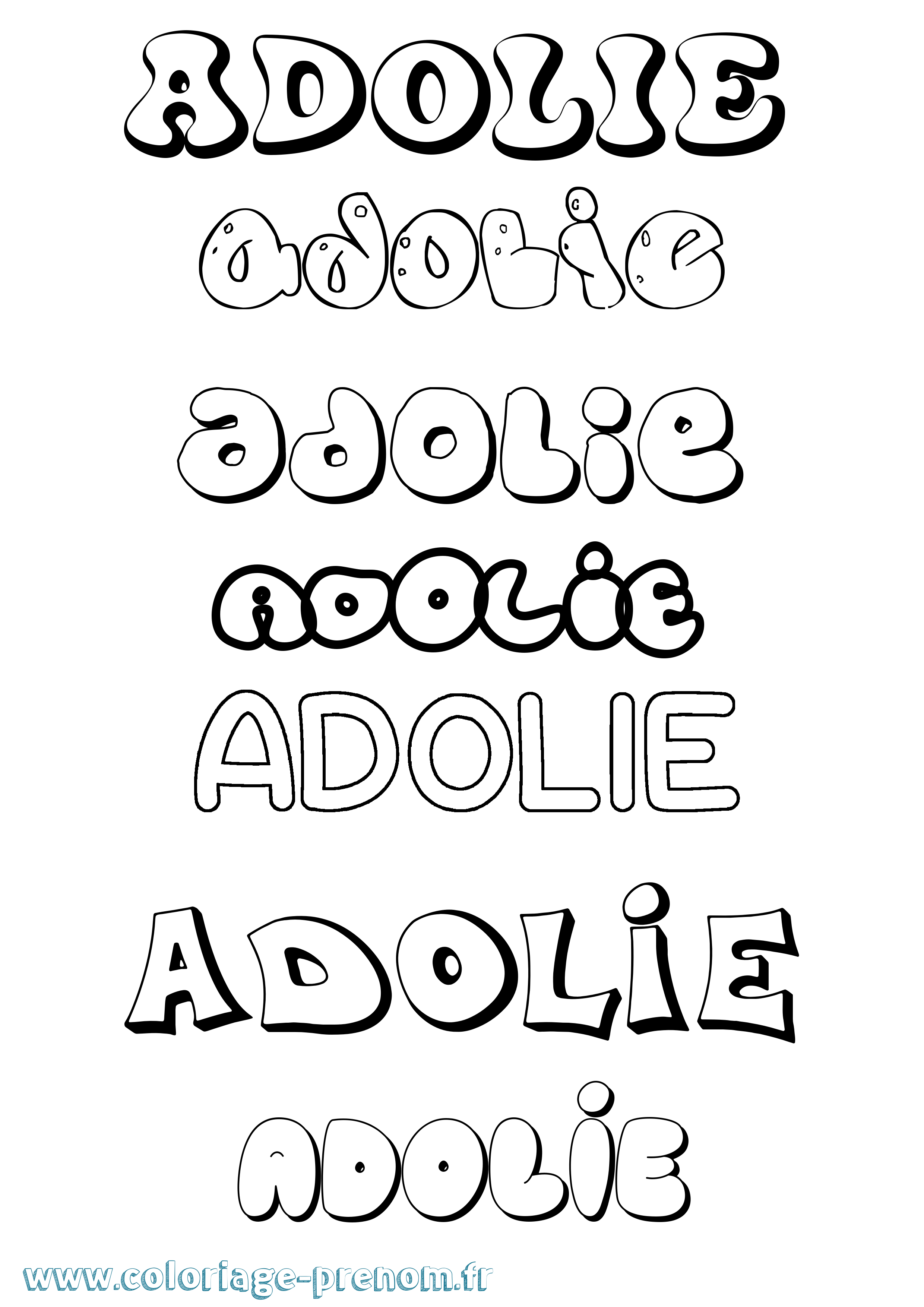 Coloriage prénom Adolie Bubble