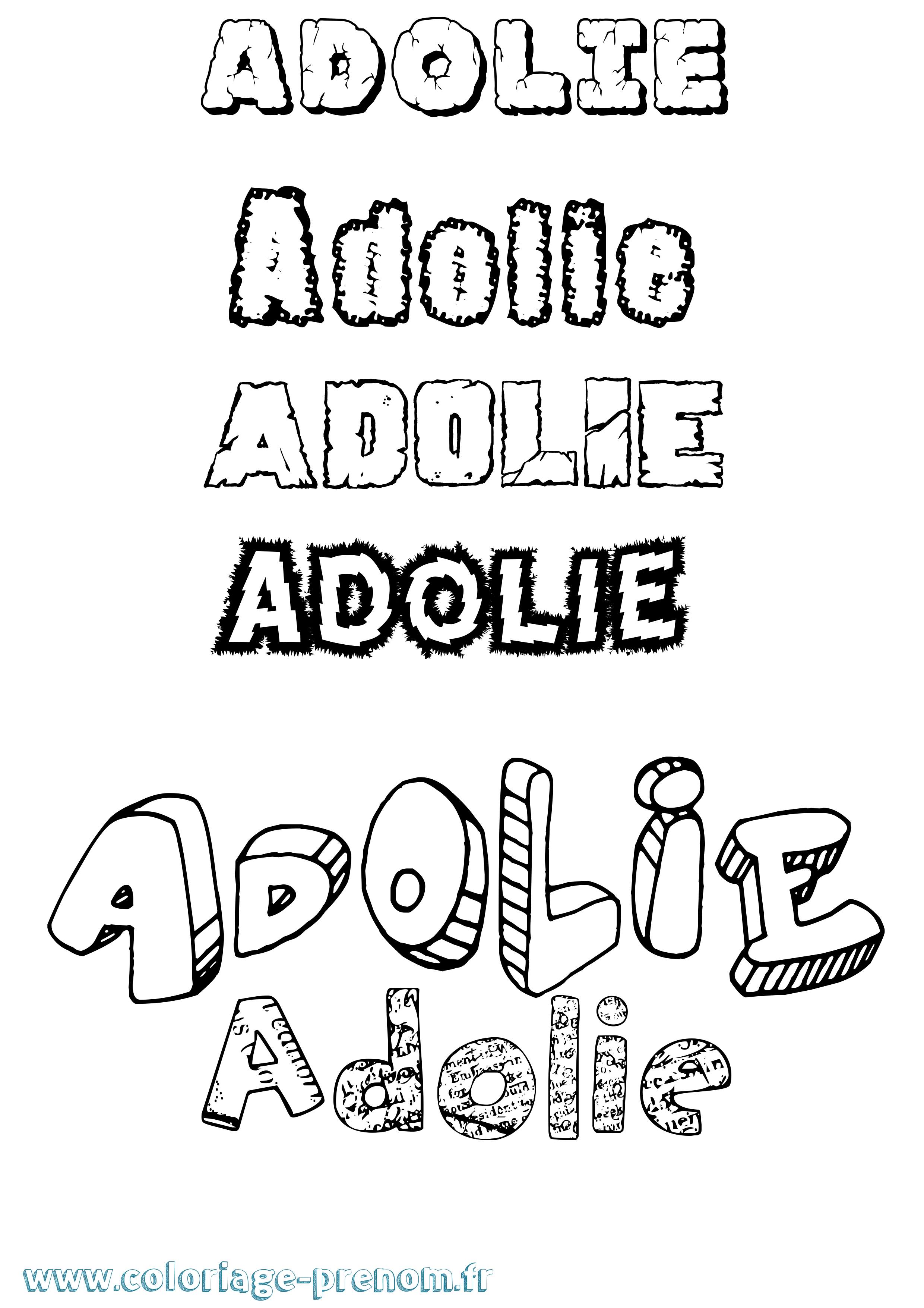 Coloriage prénom Adolie Destructuré