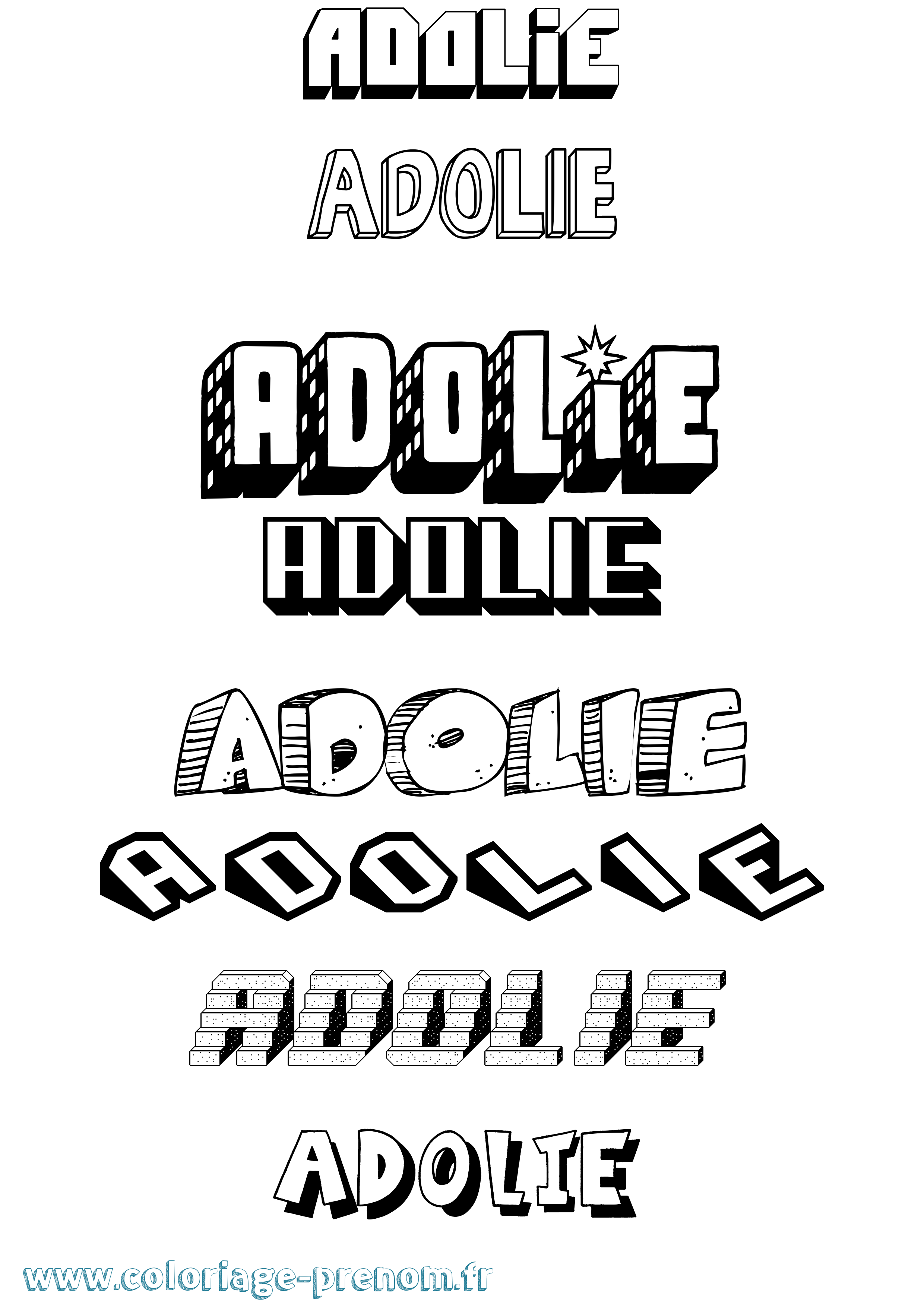 Coloriage prénom Adolie Effet 3D