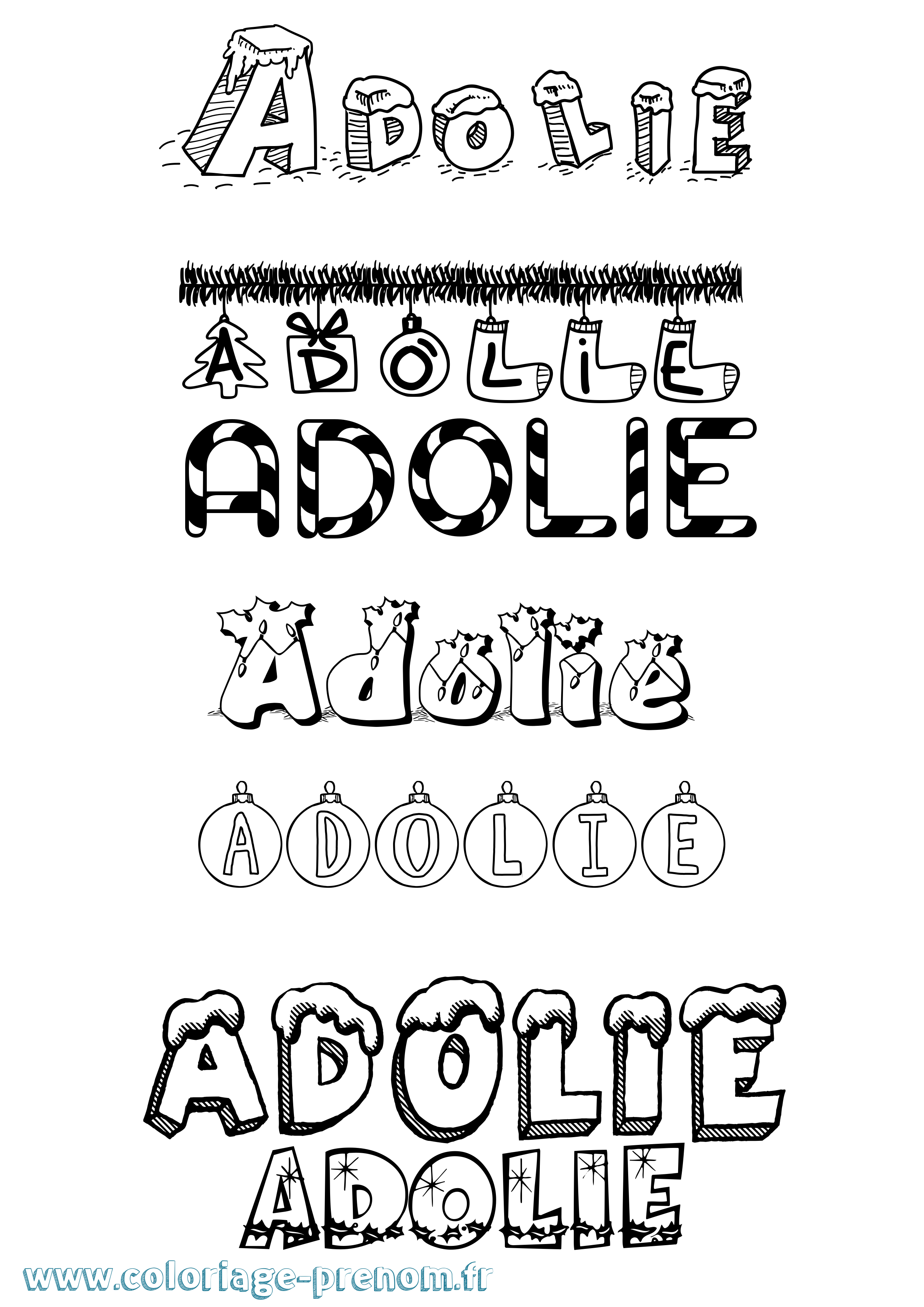 Coloriage Adolie Noël Coloriage prénom Adolie Noël