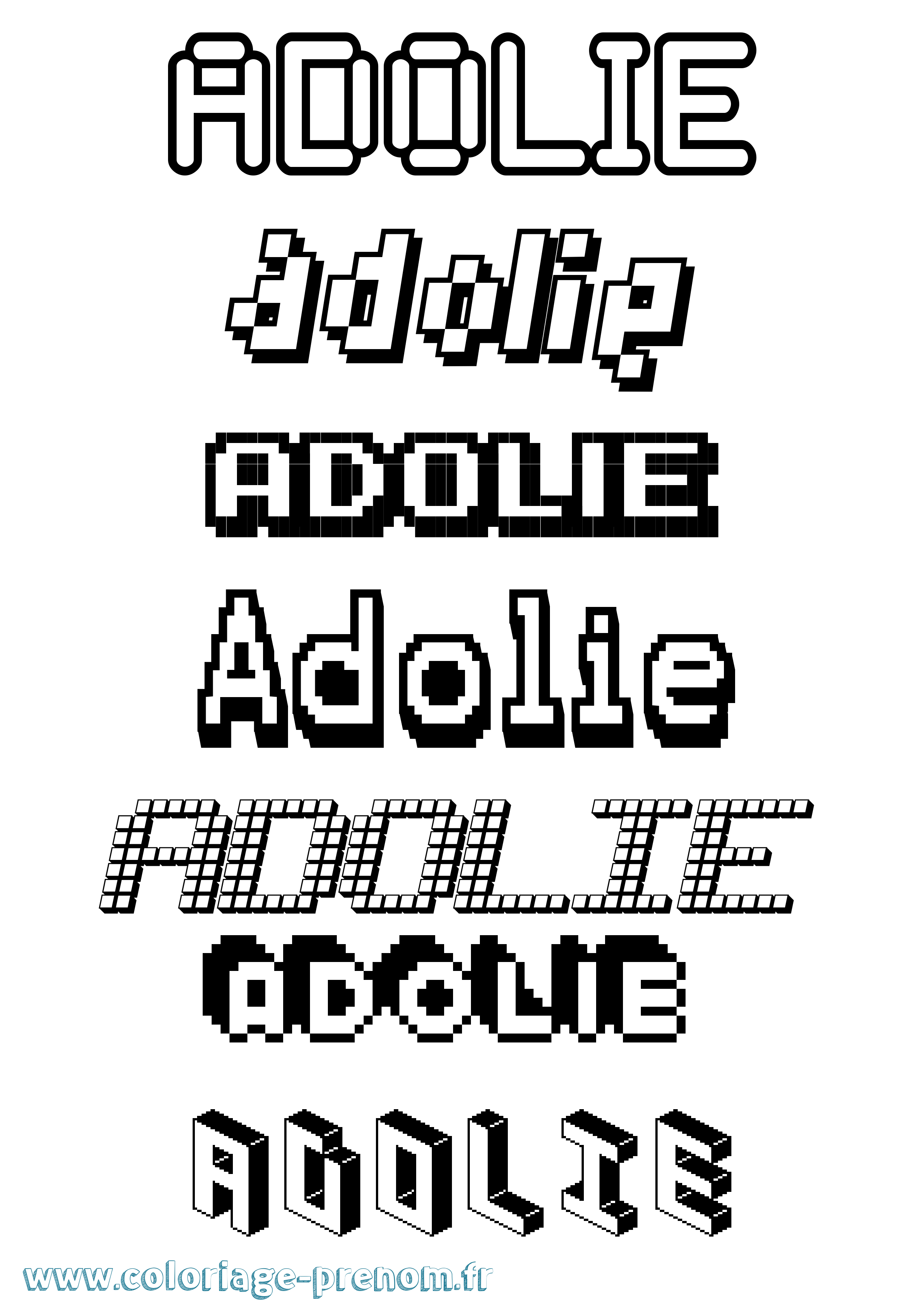 Coloriage prénom Adolie Pixel