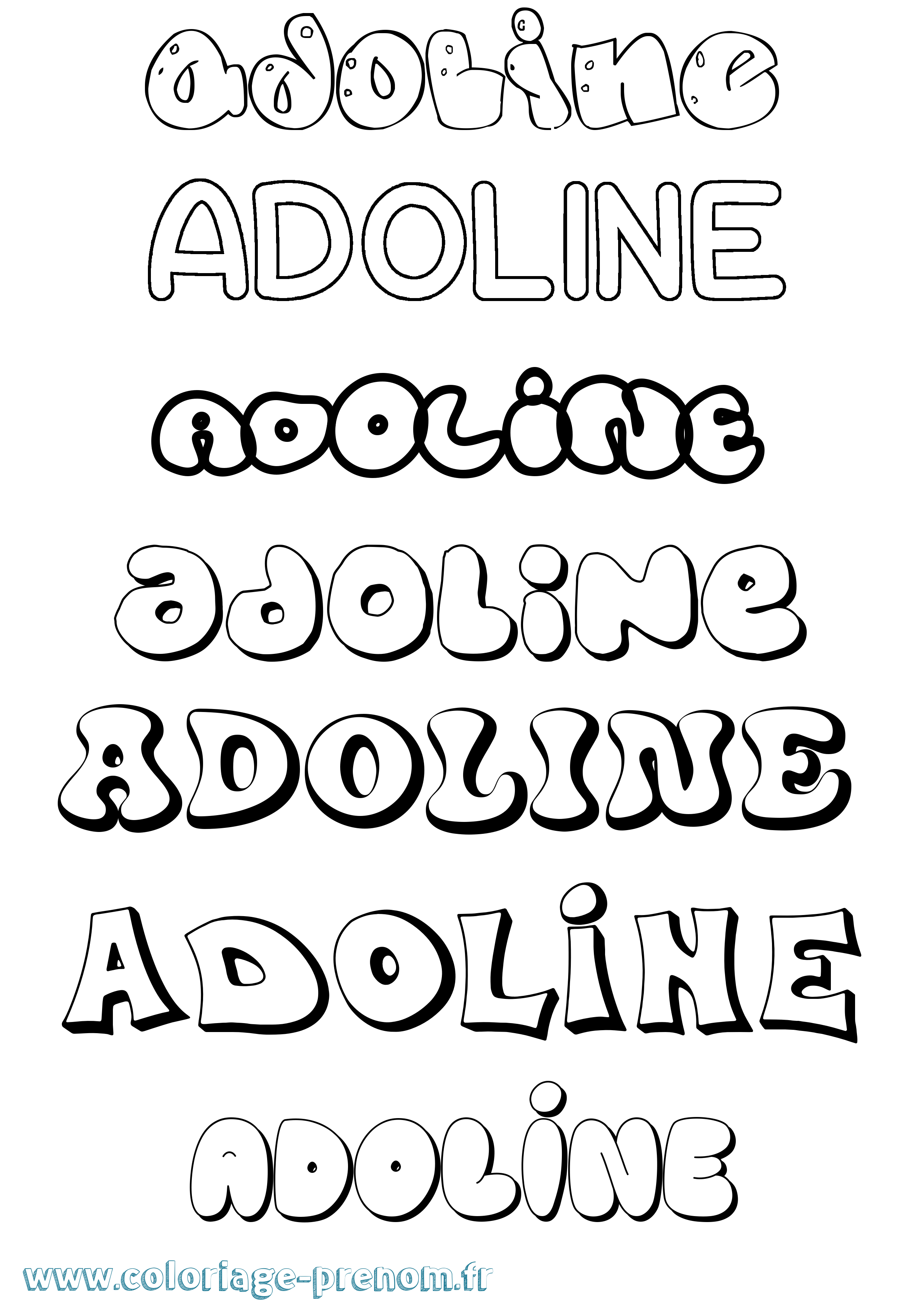 Coloriage prénom Adoline Bubble