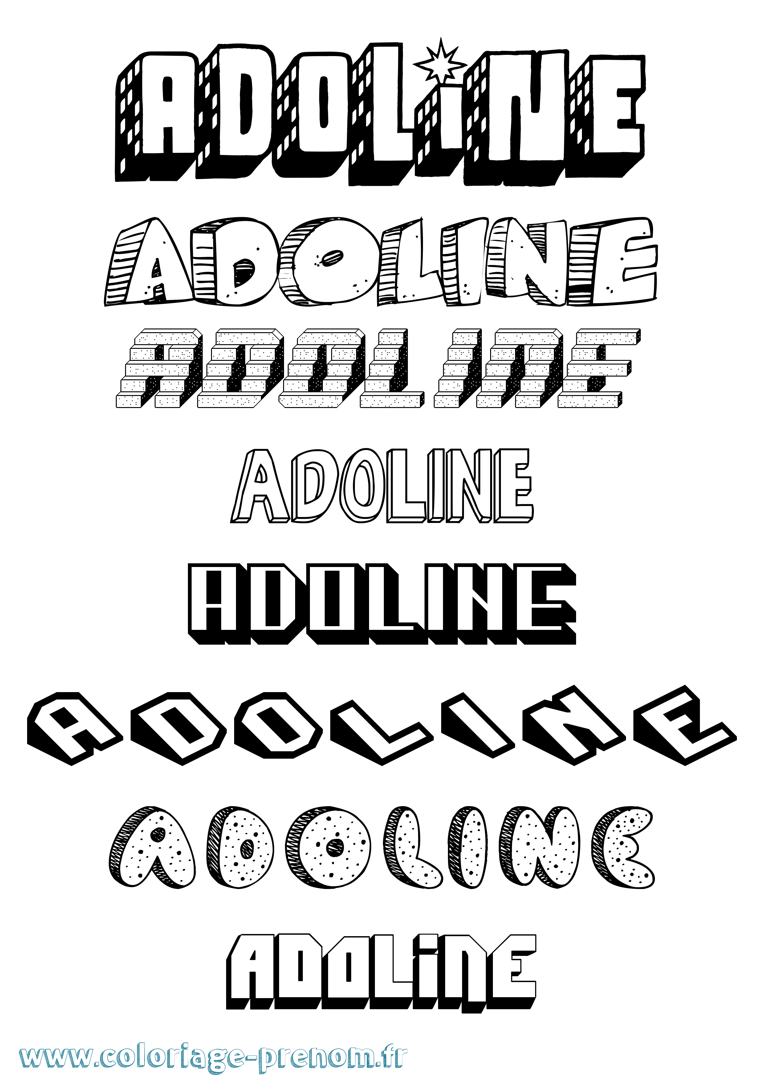 Coloriage Adoline Effet 3D Coloriage prénom Adoline Effet 3D