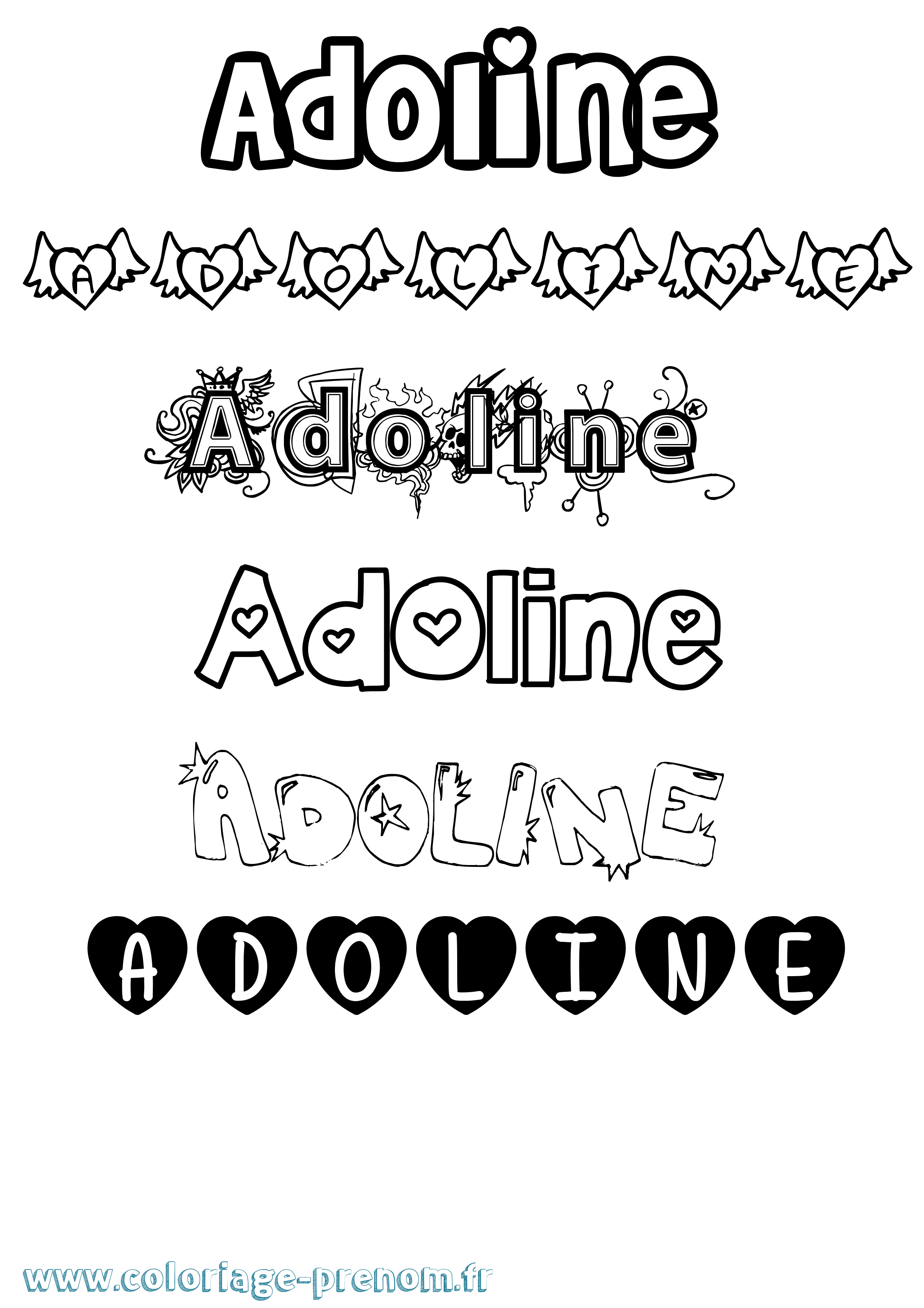 Coloriage prénom Adoline Girly